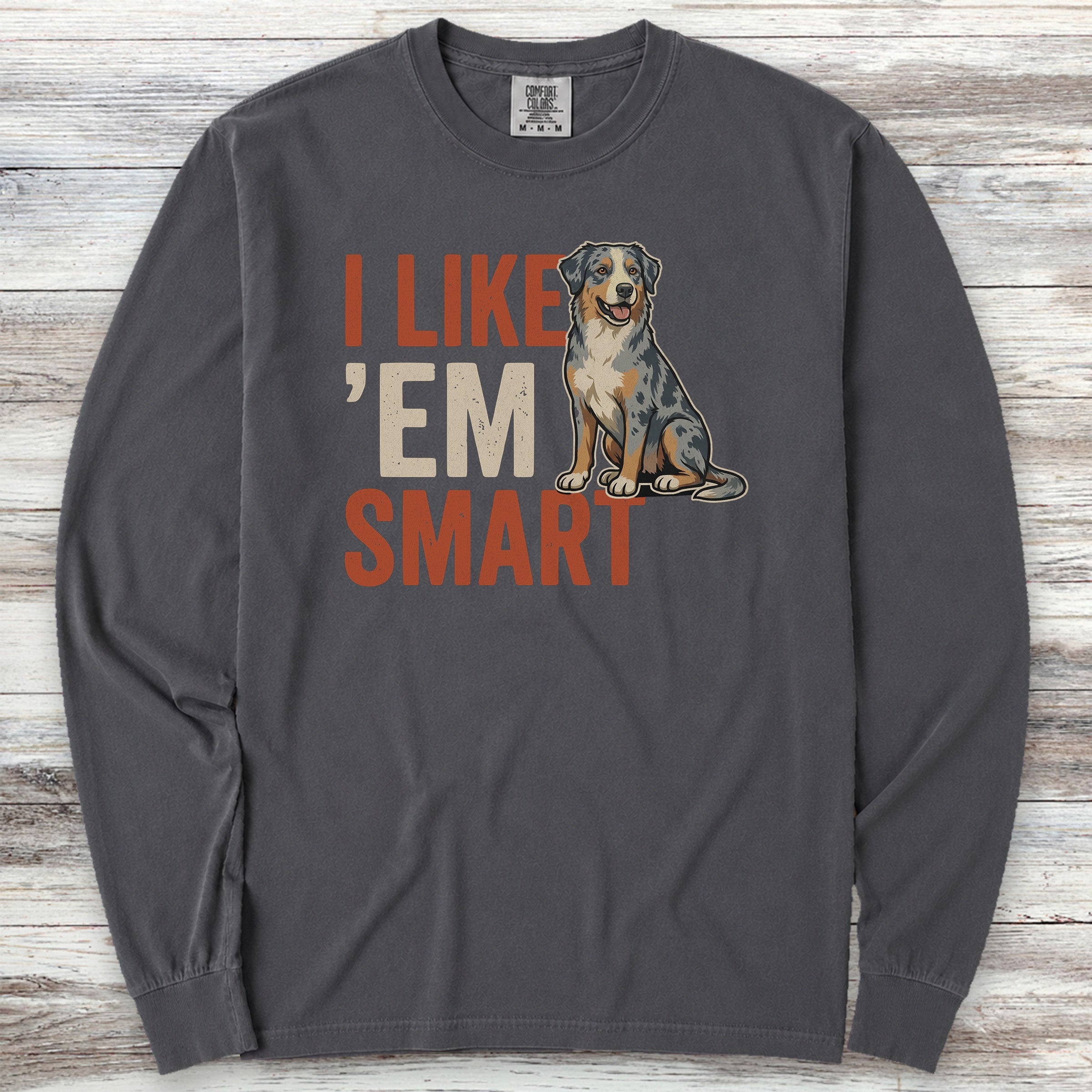 Australian Shepherd Smart Long Sleeve Tee - Graphite
