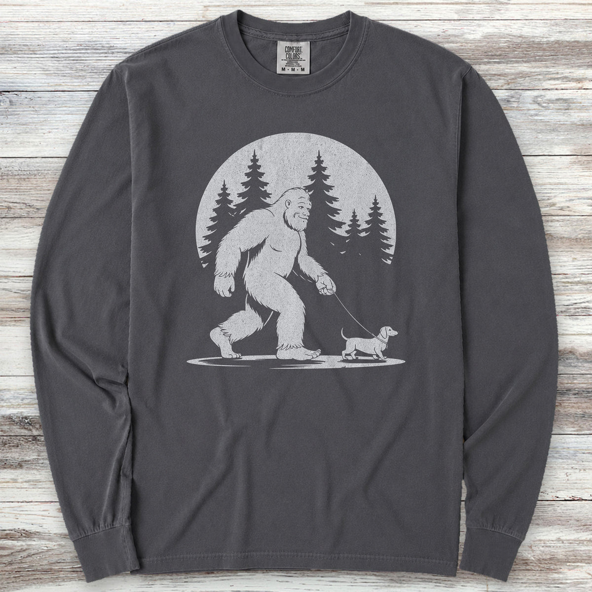 Dachshund Bigfoot Long Sleeve Tee - Graphite