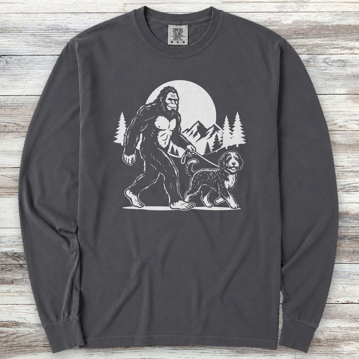 Bernedoodle & Bigfoot Long Sleeve Tee - Graphite