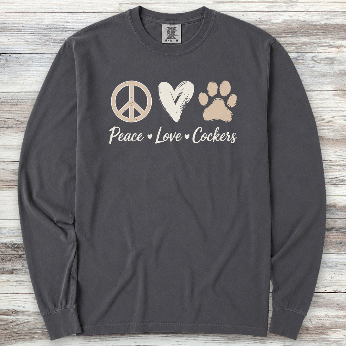 Cocker Spaniel Peace Long Sleeve Tee - Graphite