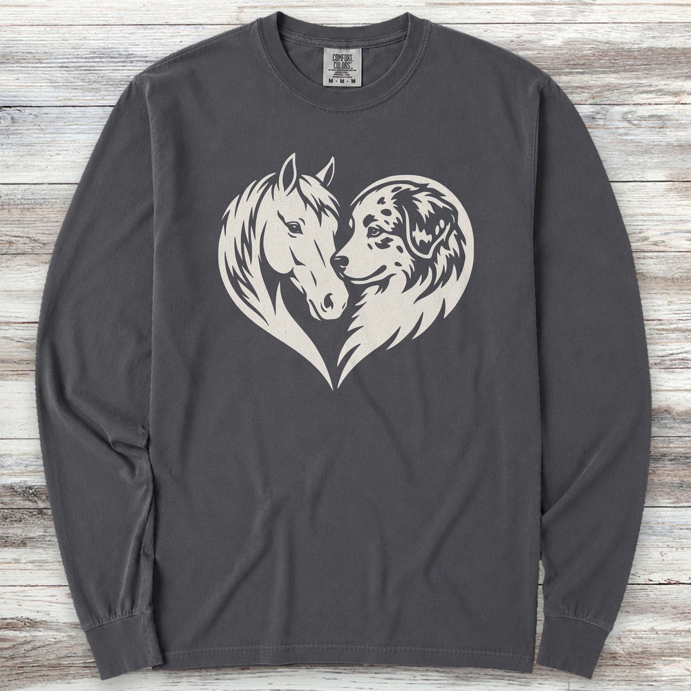 American Shepherd Horse Heart Bond Long Sleeve Tee - Graphite