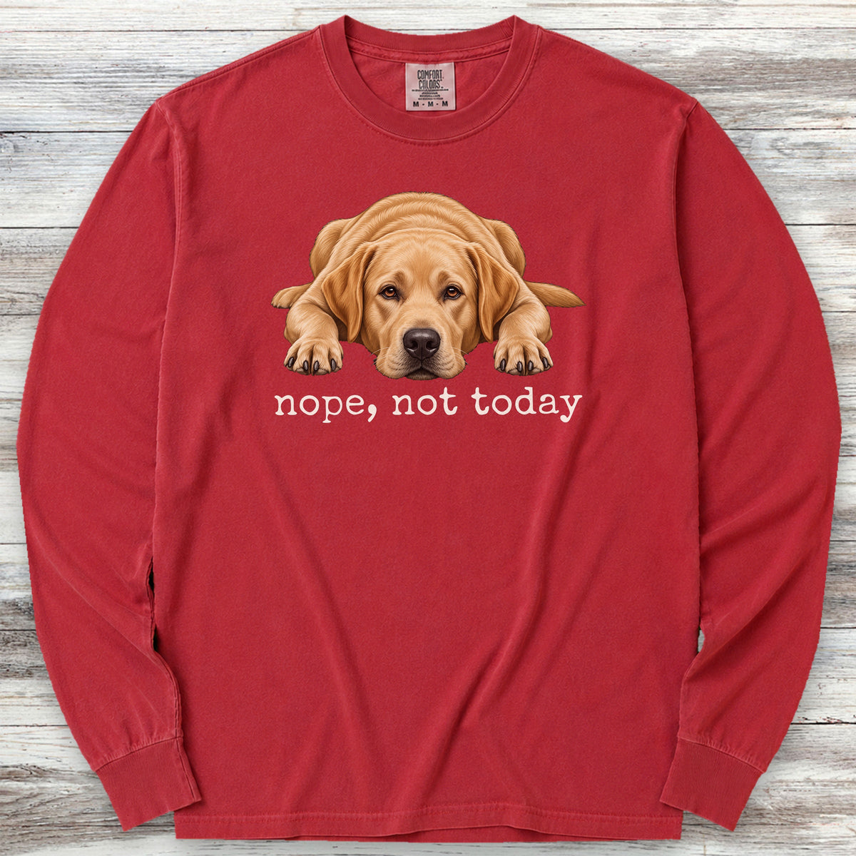 Labrador Retriever Yellow Nope Long Sleeve Tee - Red