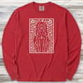 Cane Corso Dark Folk Art Floral Long Sleeve Tee - Red
