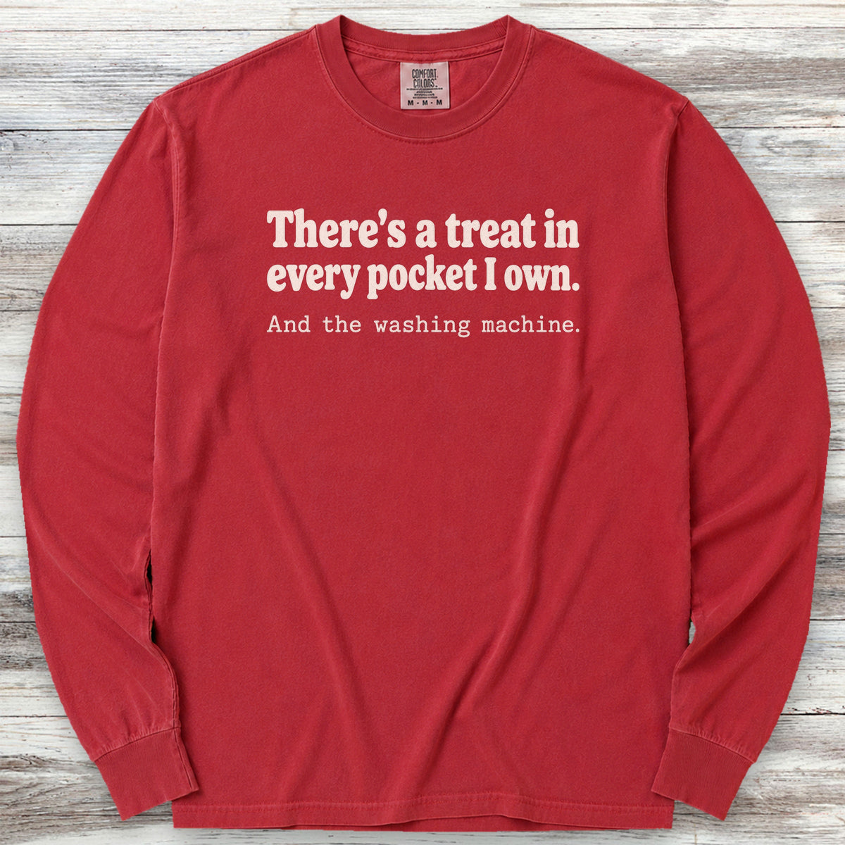 Treat in Every Pocket Long Sleeve Tee - Red