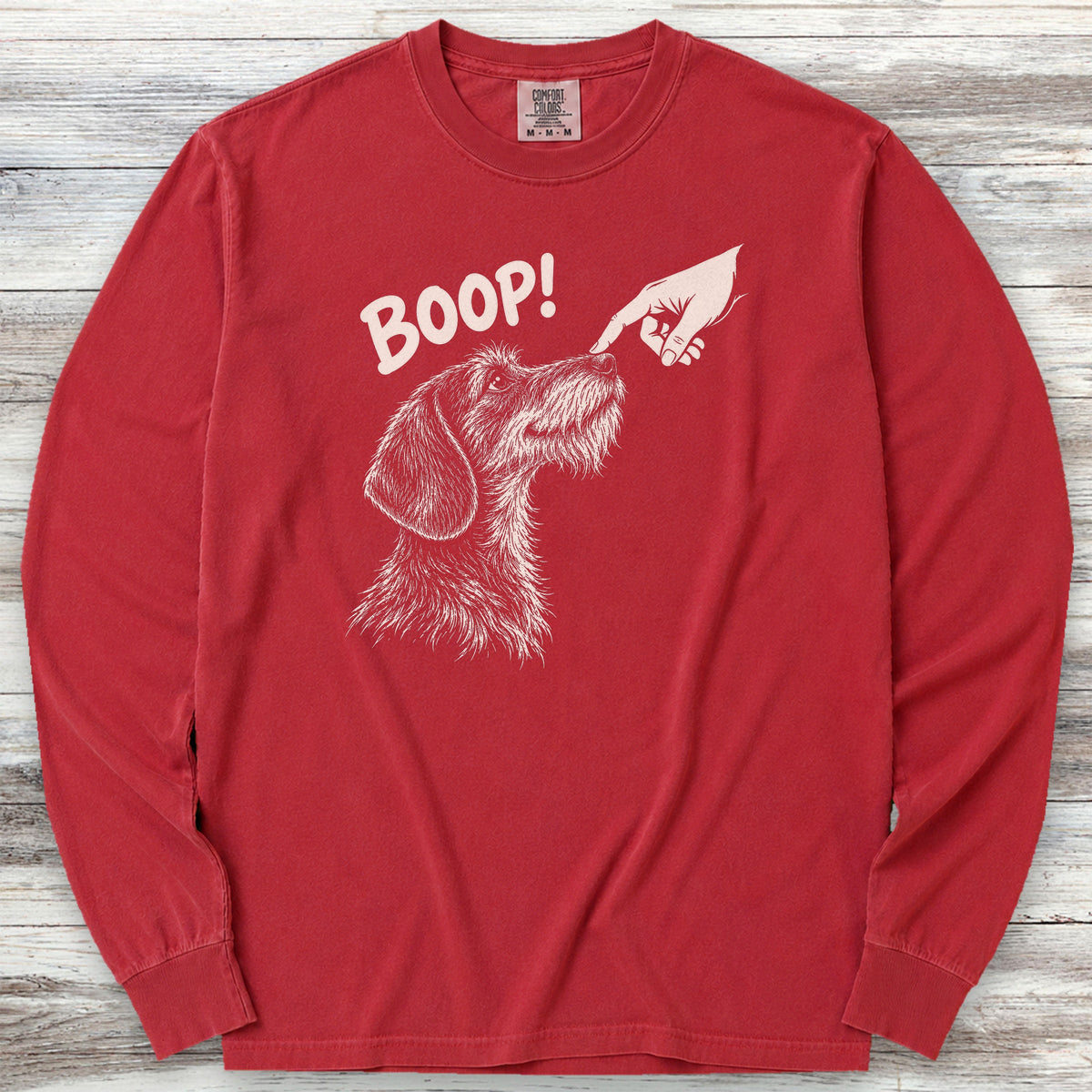 Dachshund Wire Hair BOOP! Long Sleeve Tee - Red