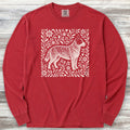 Australian Cattle Dog Linocut Long Sleeve Tee - Red