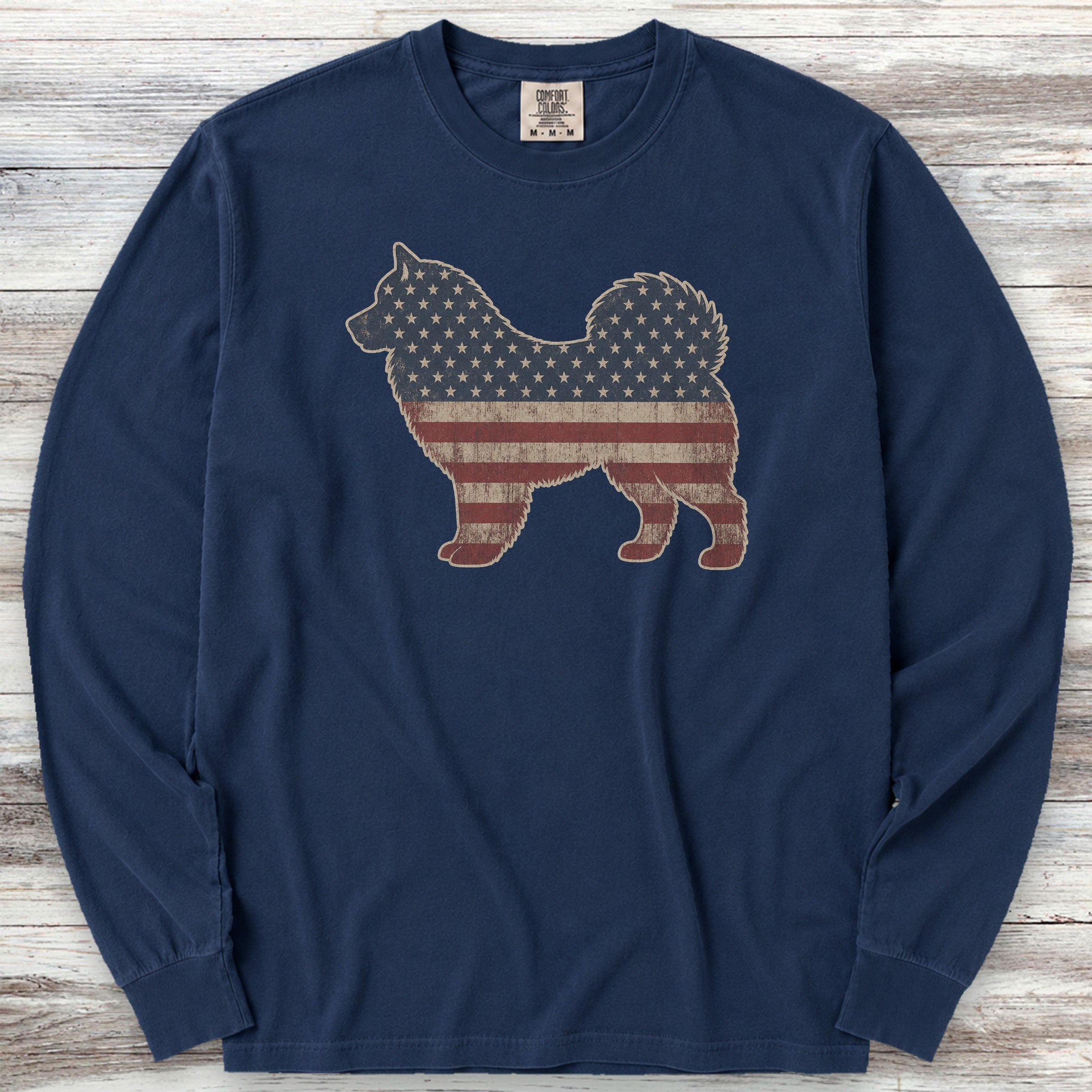 Alaskan Malamute Vintage USA Long Sleeve Tee - True Navy