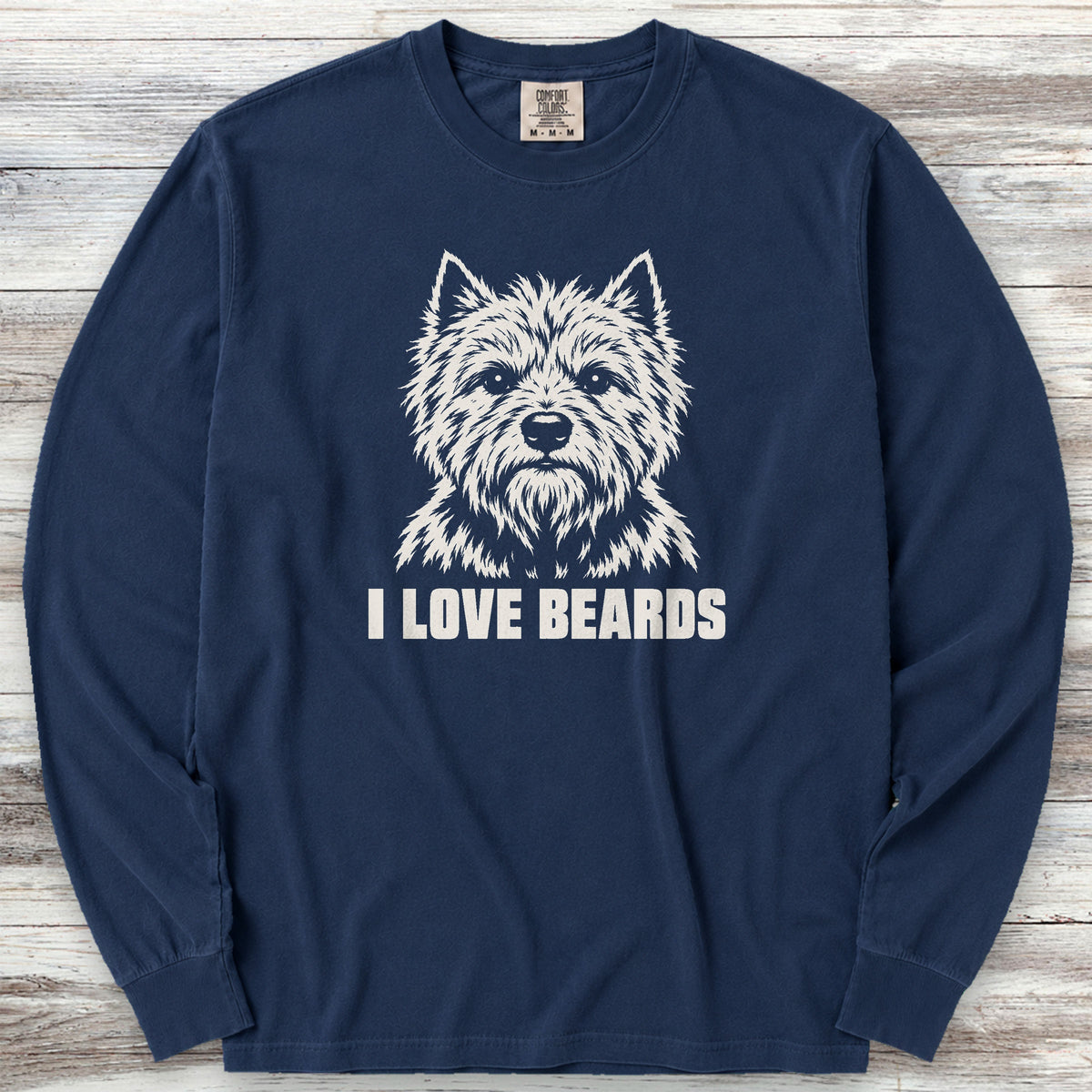 Cairn Terrier I Love Beards Long Sleeve Tee - True Navy