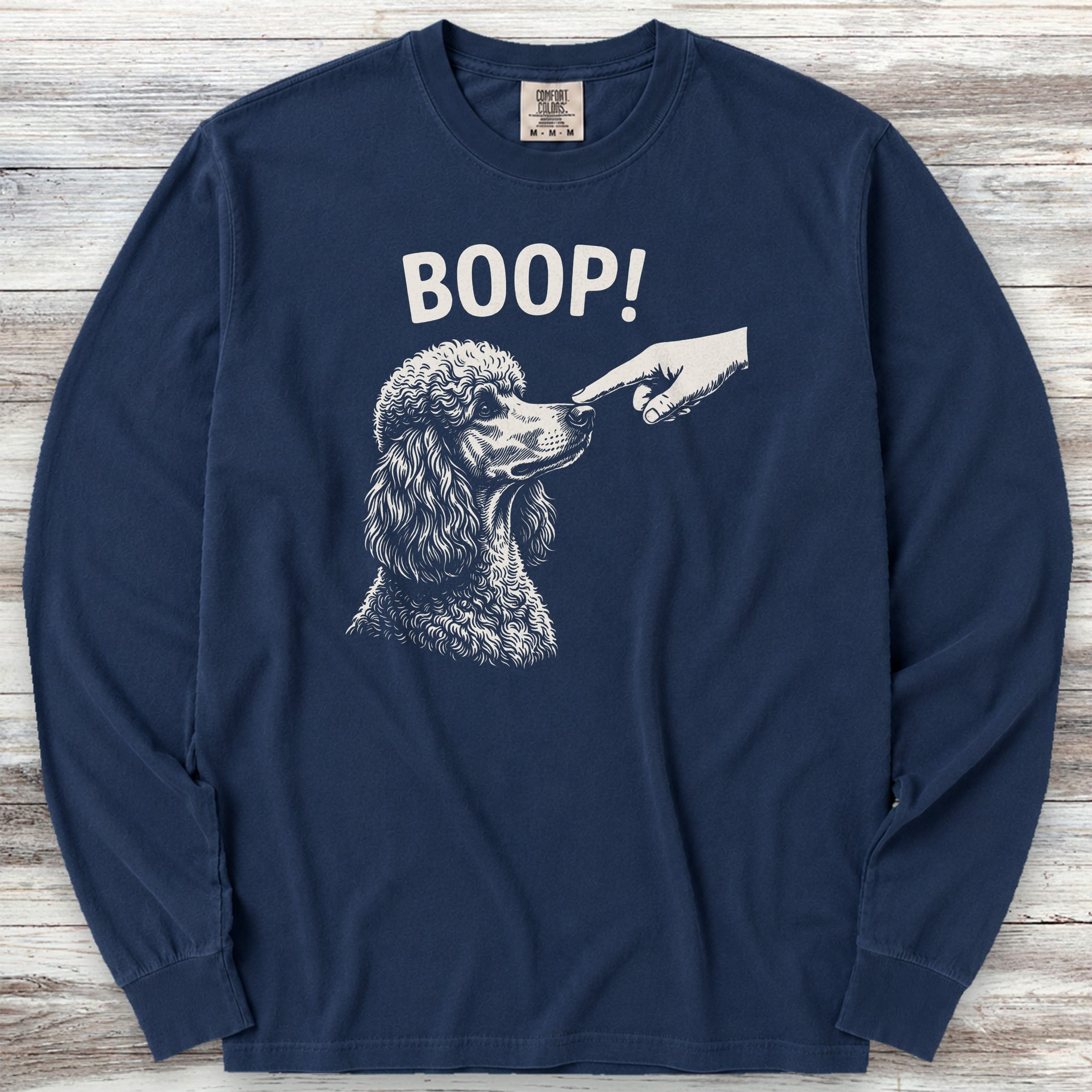 Poodle BOOP! Long Sleeve Tee - True Navy