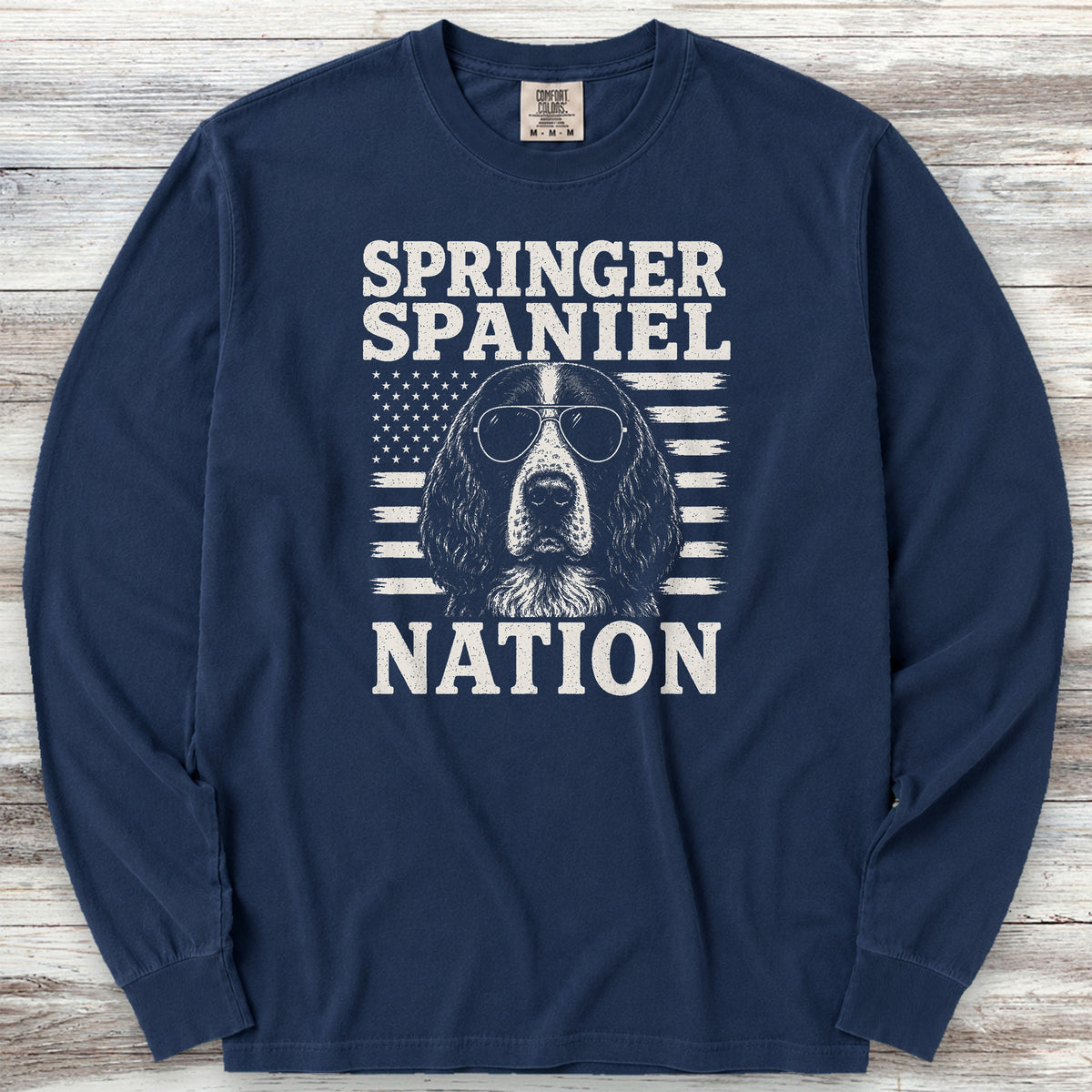 English Springer Spaniel Nation Long Sleeve Tee - True Navy