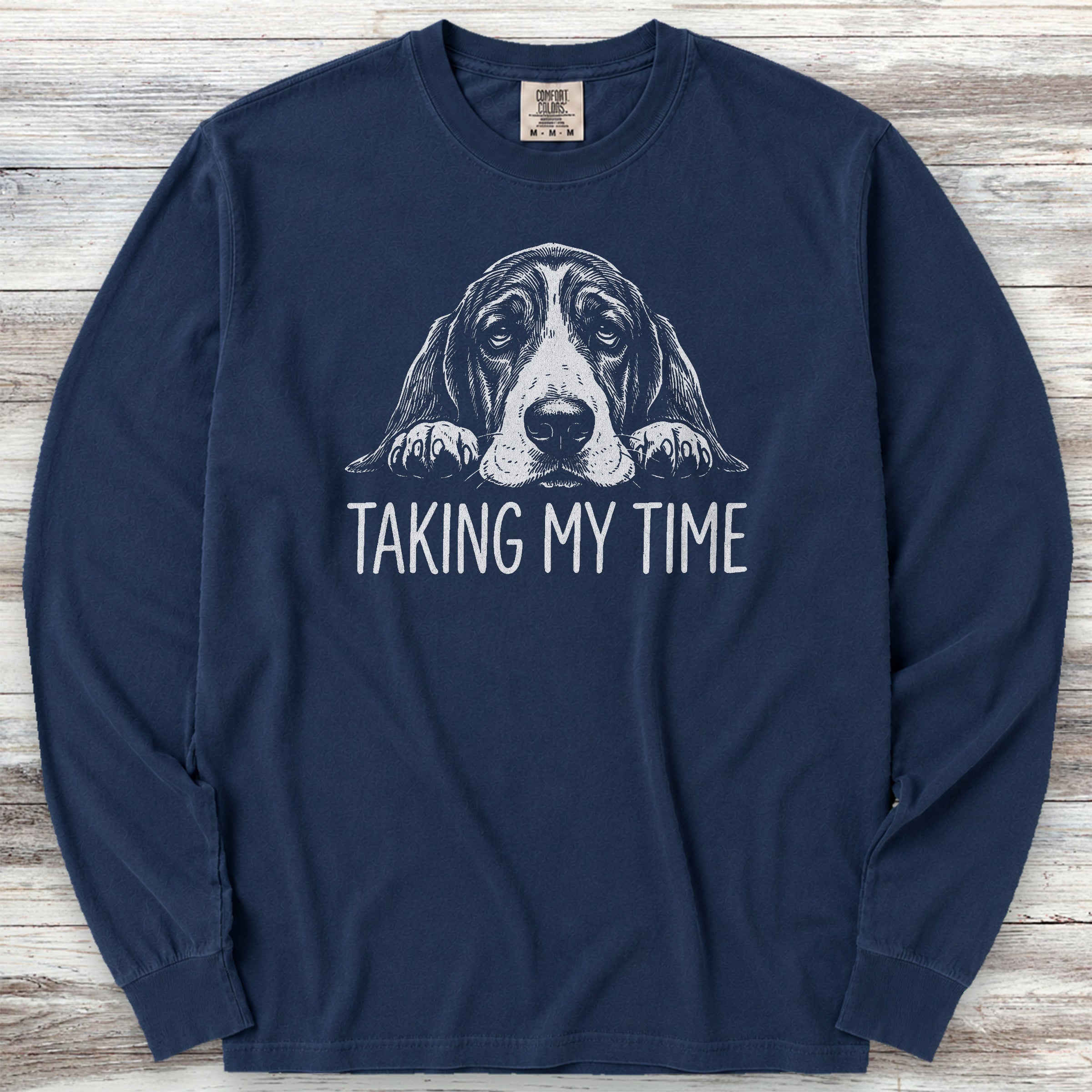 Basset Hound Time Long Sleeve Tee - True Navy