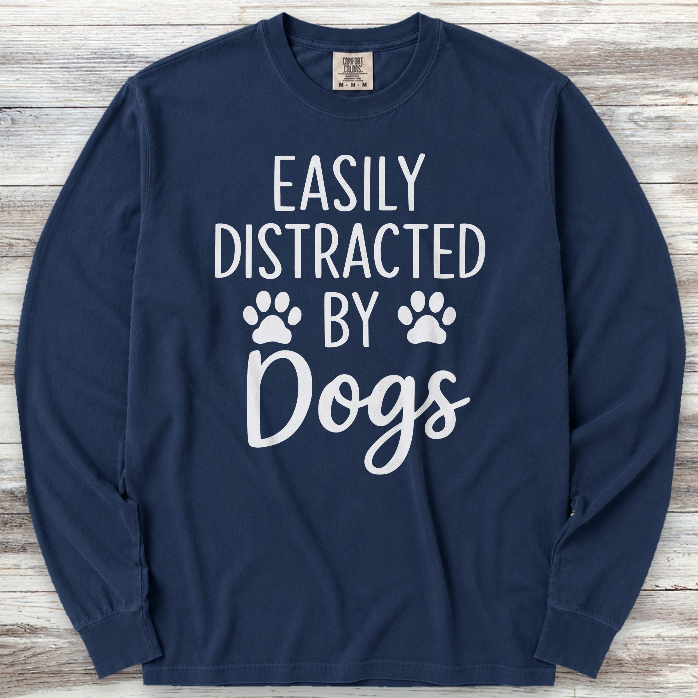 Distracted Long Sleeve Tee - True Navy