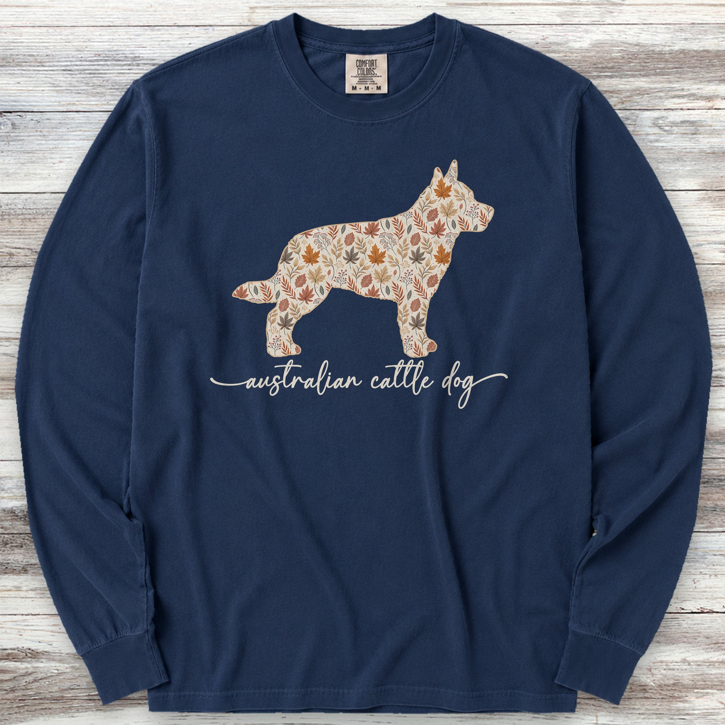 Australian Cattle Dog Fall Long Sleeve Tee - True Navy