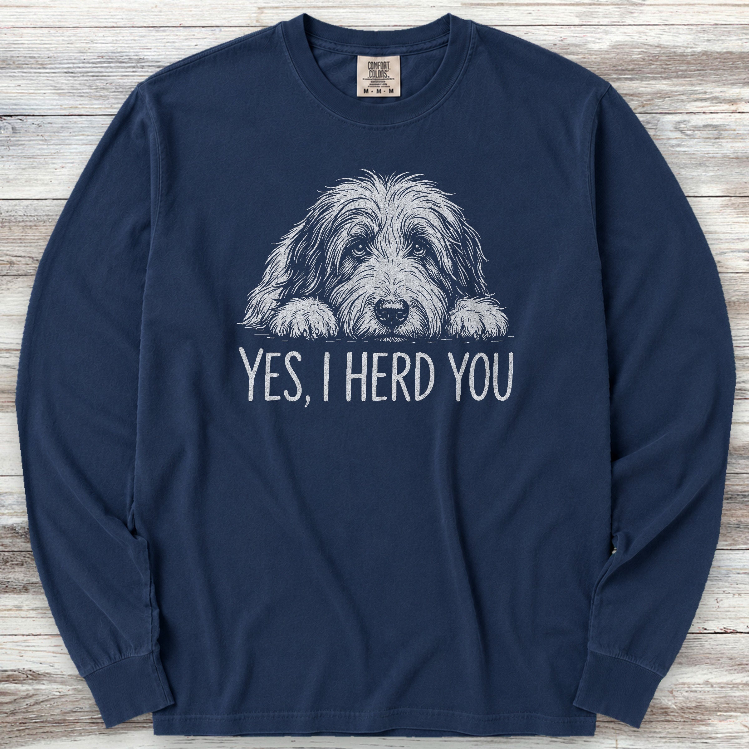 Bearded Collie Herd You Long Sleeve Tee - True Navy