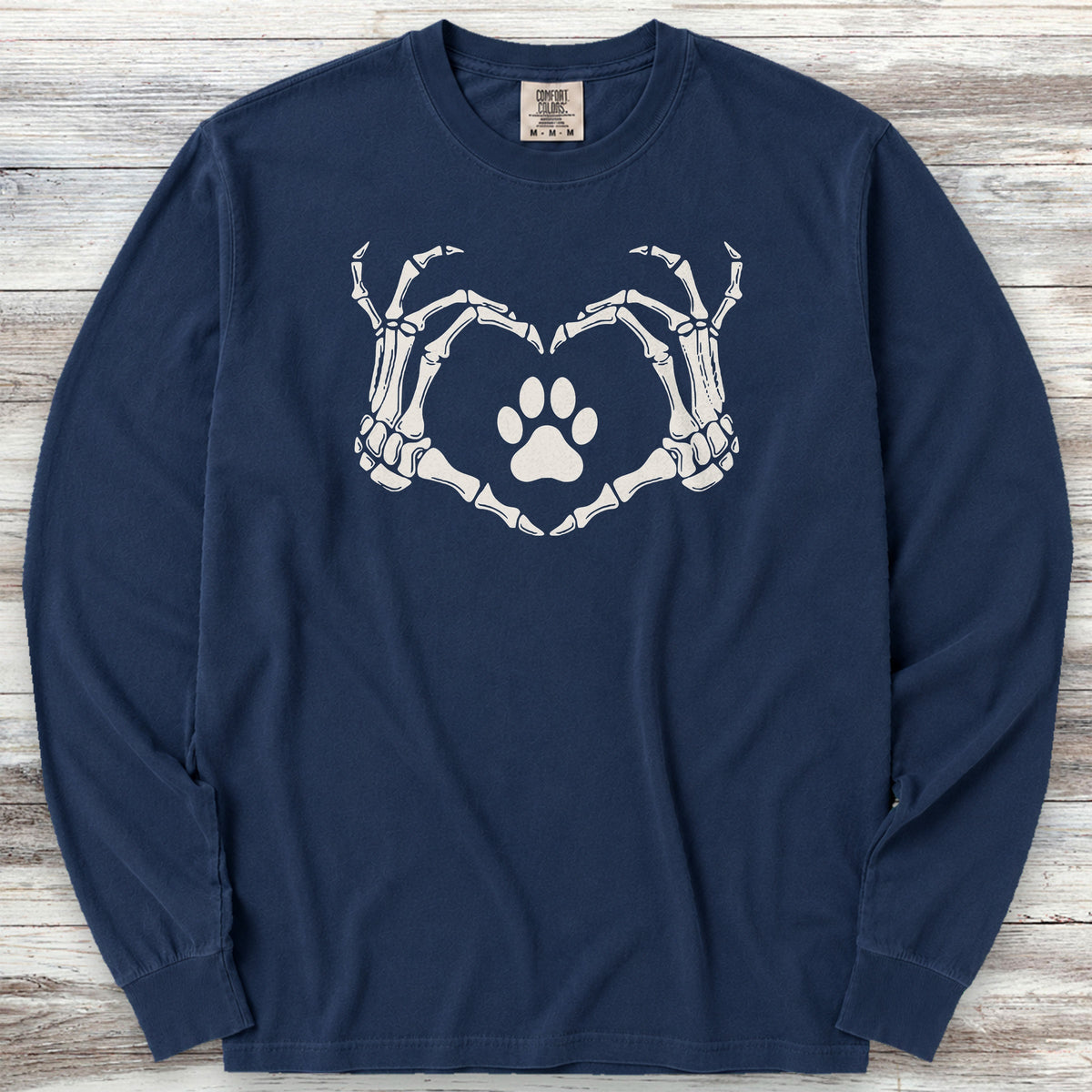Skeleton Hands Long Sleeve Tee - True Navy