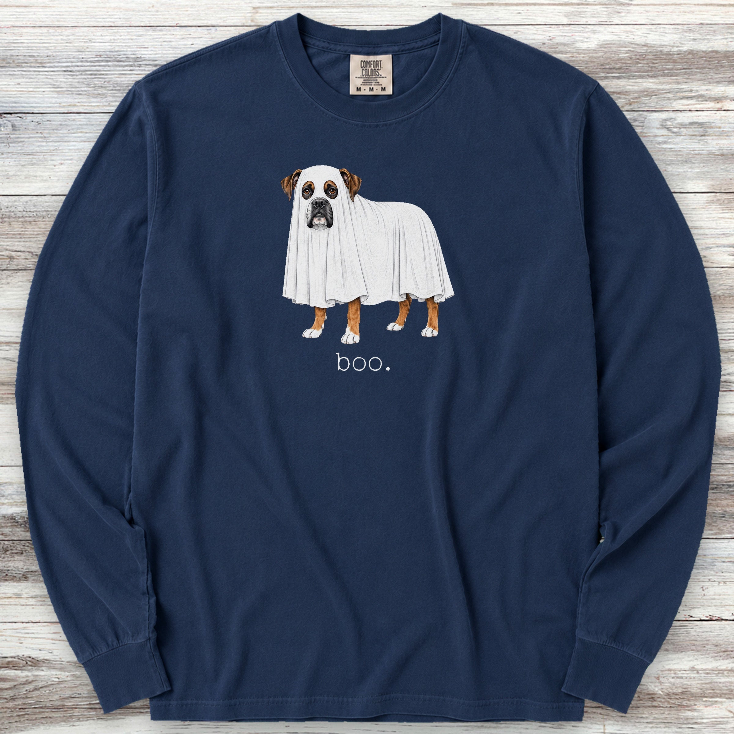 Boxer Boo Long Sleeve Tee - True Navy