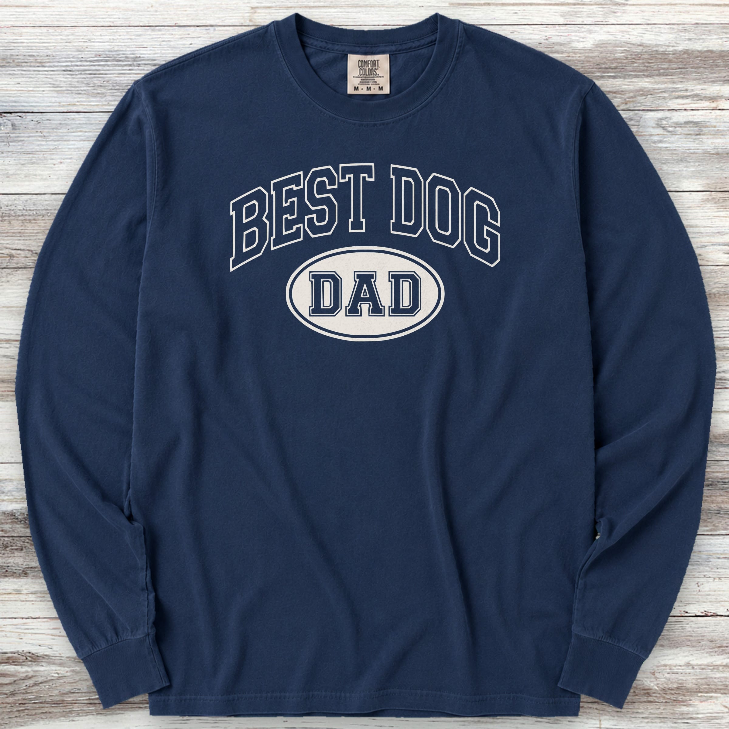 Best Dog Dad Long Sleeve Tee - True Navy