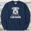 Welsh Terrier I Love Beards Long Sleeve Tee - True Navy