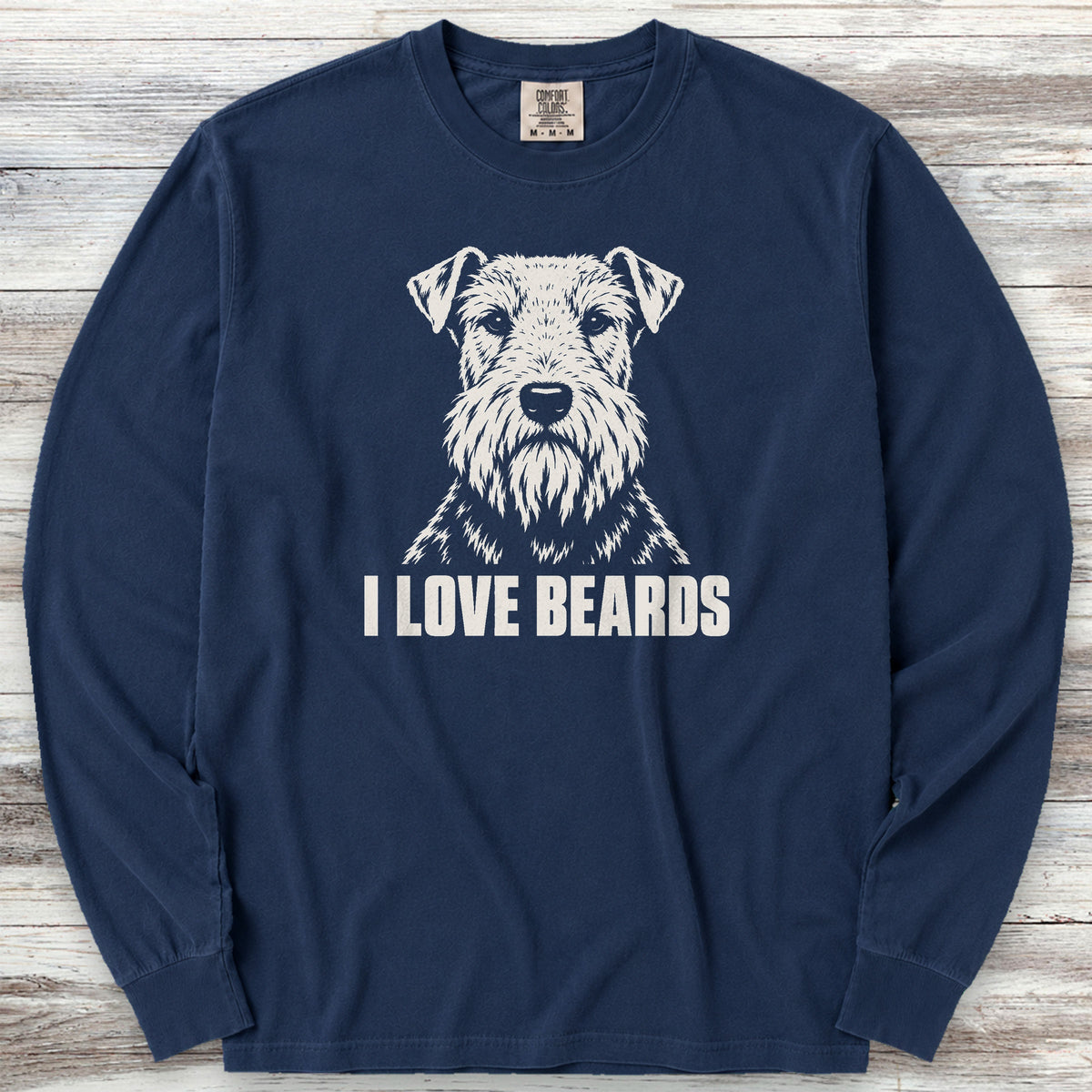 Welsh Terrier I Love Beards Long Sleeve Tee - True Navy