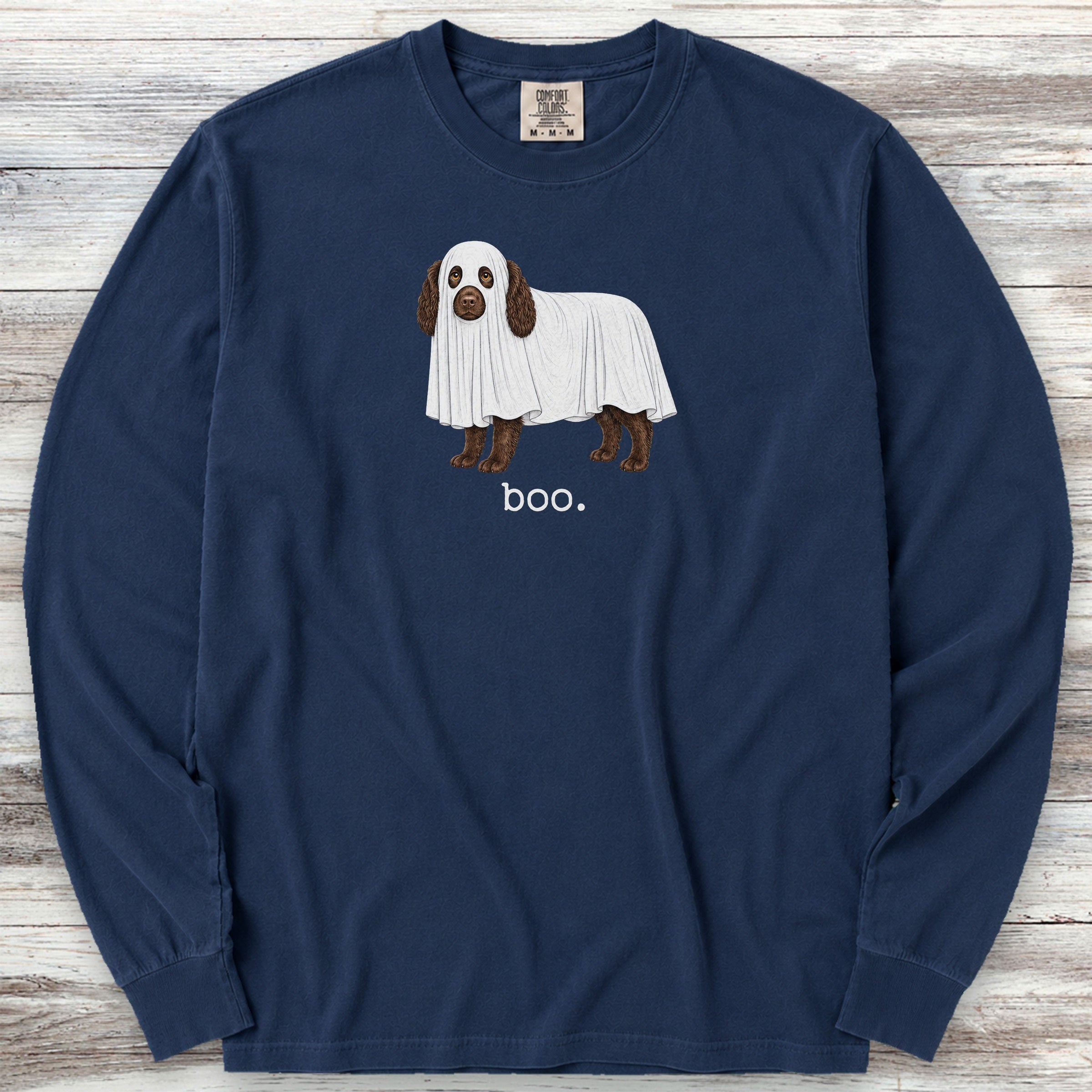 Boykin Spaniel Boo Long Sleeve Tee - True Navy