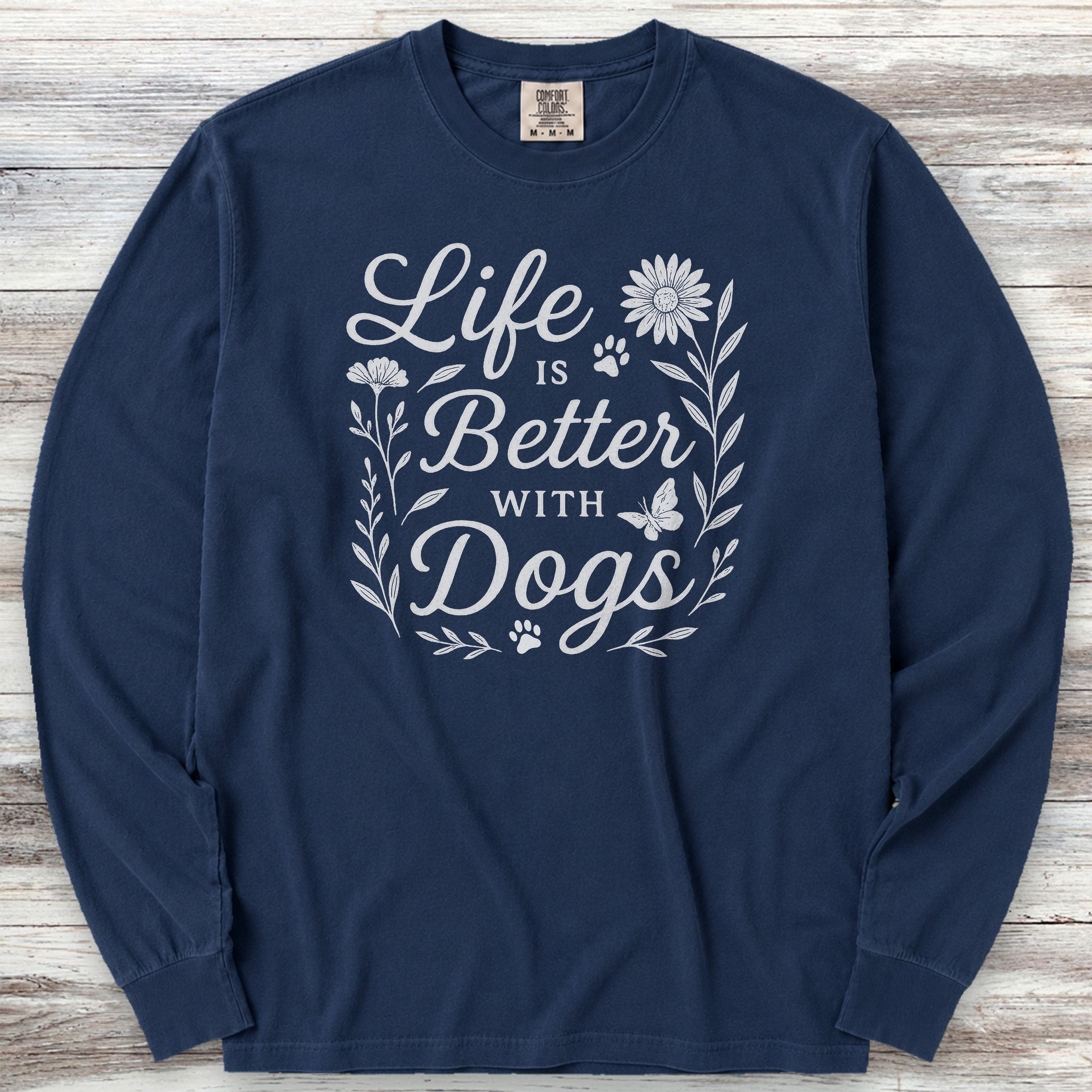 Life is Better Wildflowers Long Sleeve Tee - True Navy