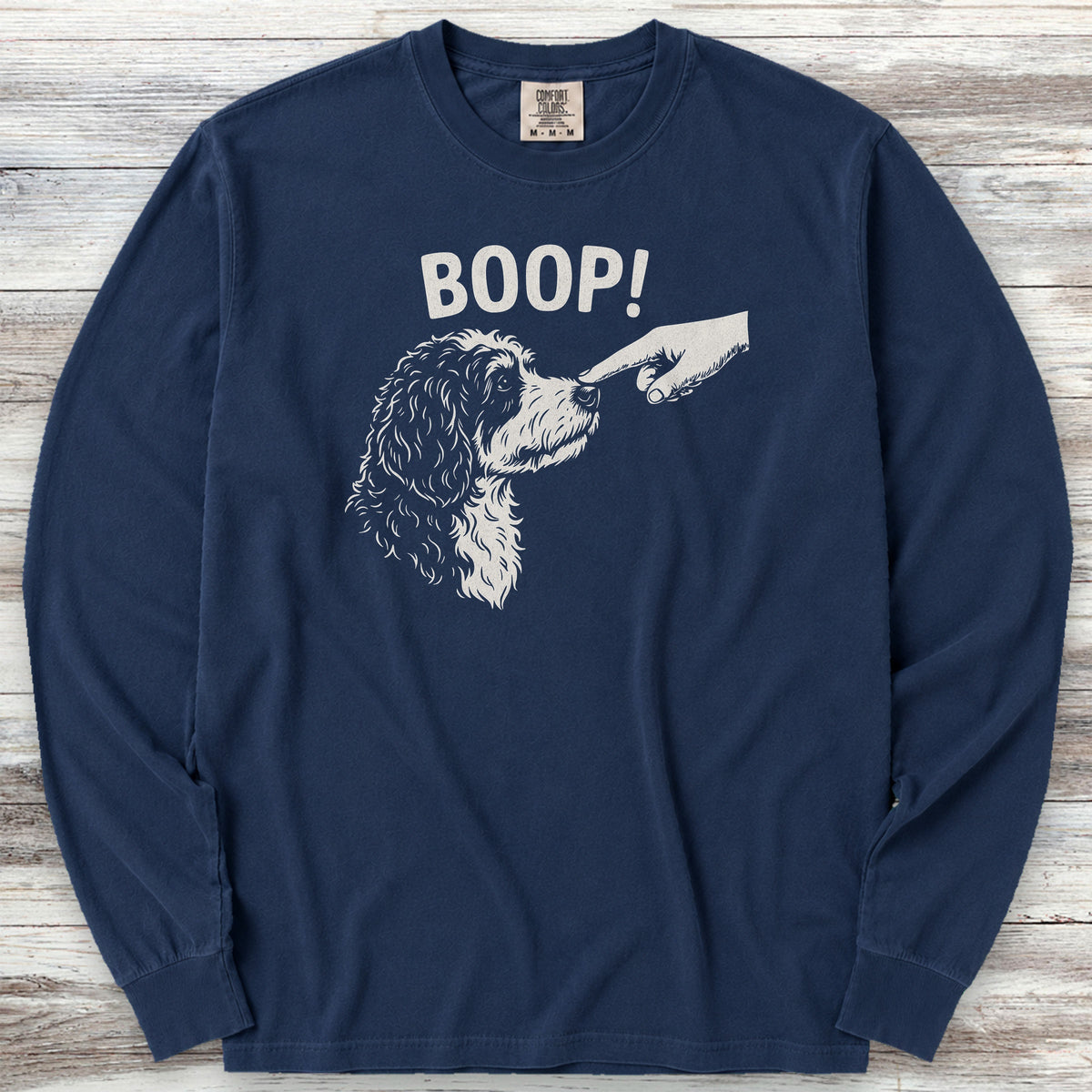 Bernedoodle BOOP! Long Sleeve Tee - True Navy
