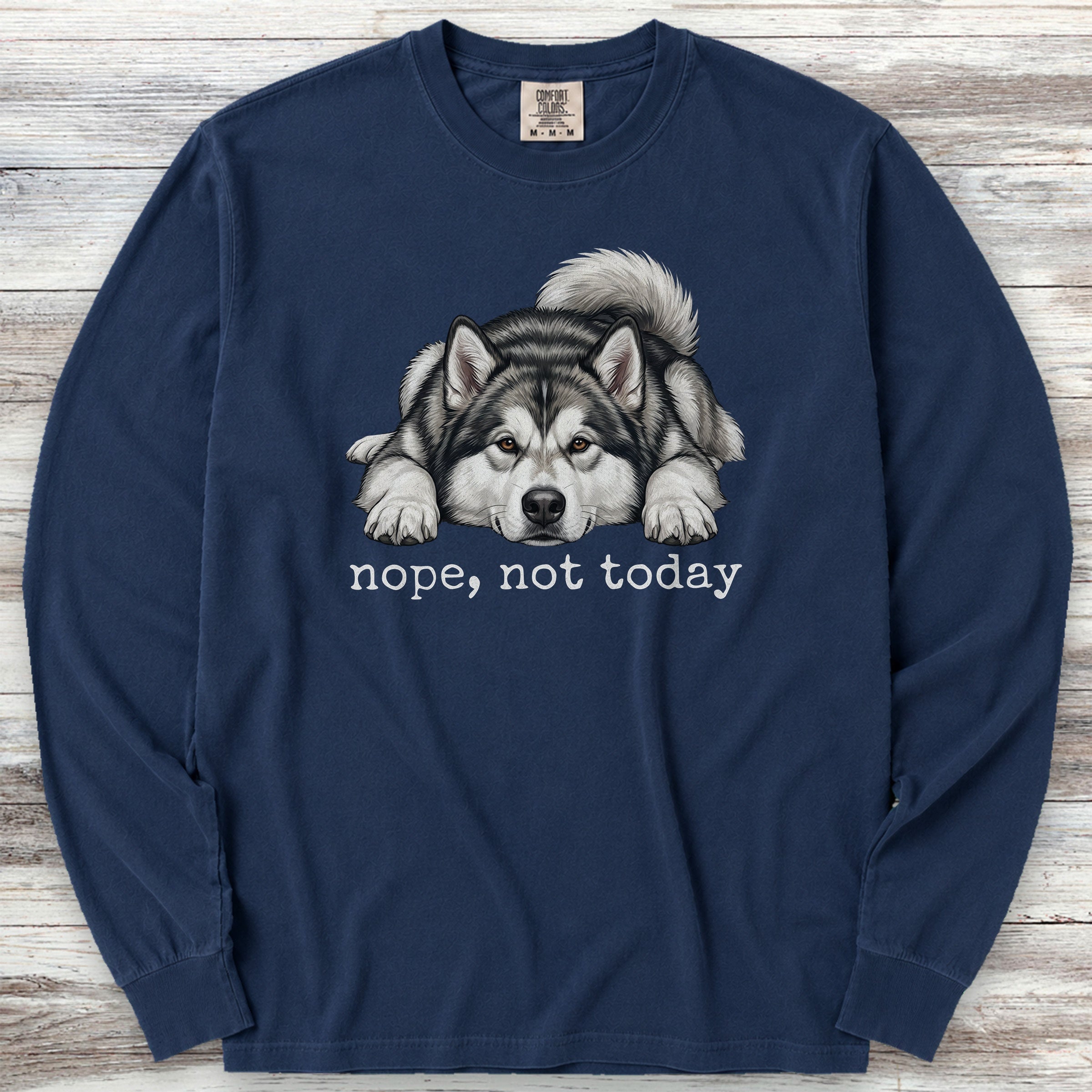 Alaskan Malamute Nope Long Sleeve Tee - True Navy