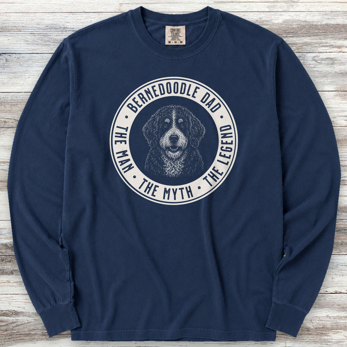 Bernedoodle Dad Legend Long Sleeve Tee - True Navy