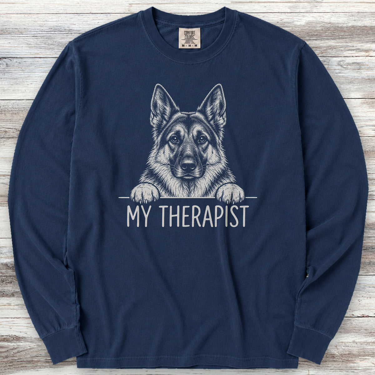 German Shepherd Therapist Long Sleeve Tee - True Navy