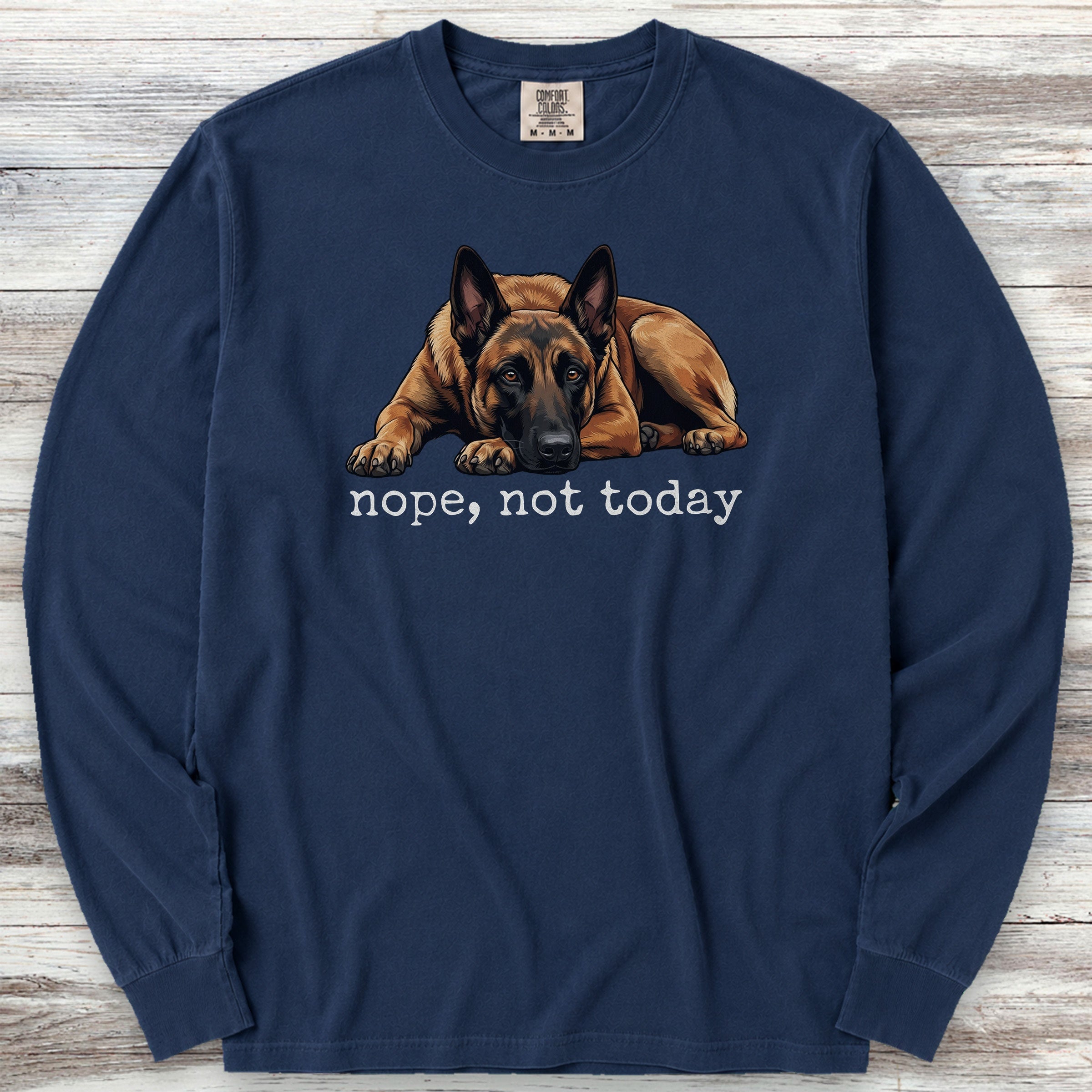 Belgian Malinois Nope Long Sleeve Tee - True Navy