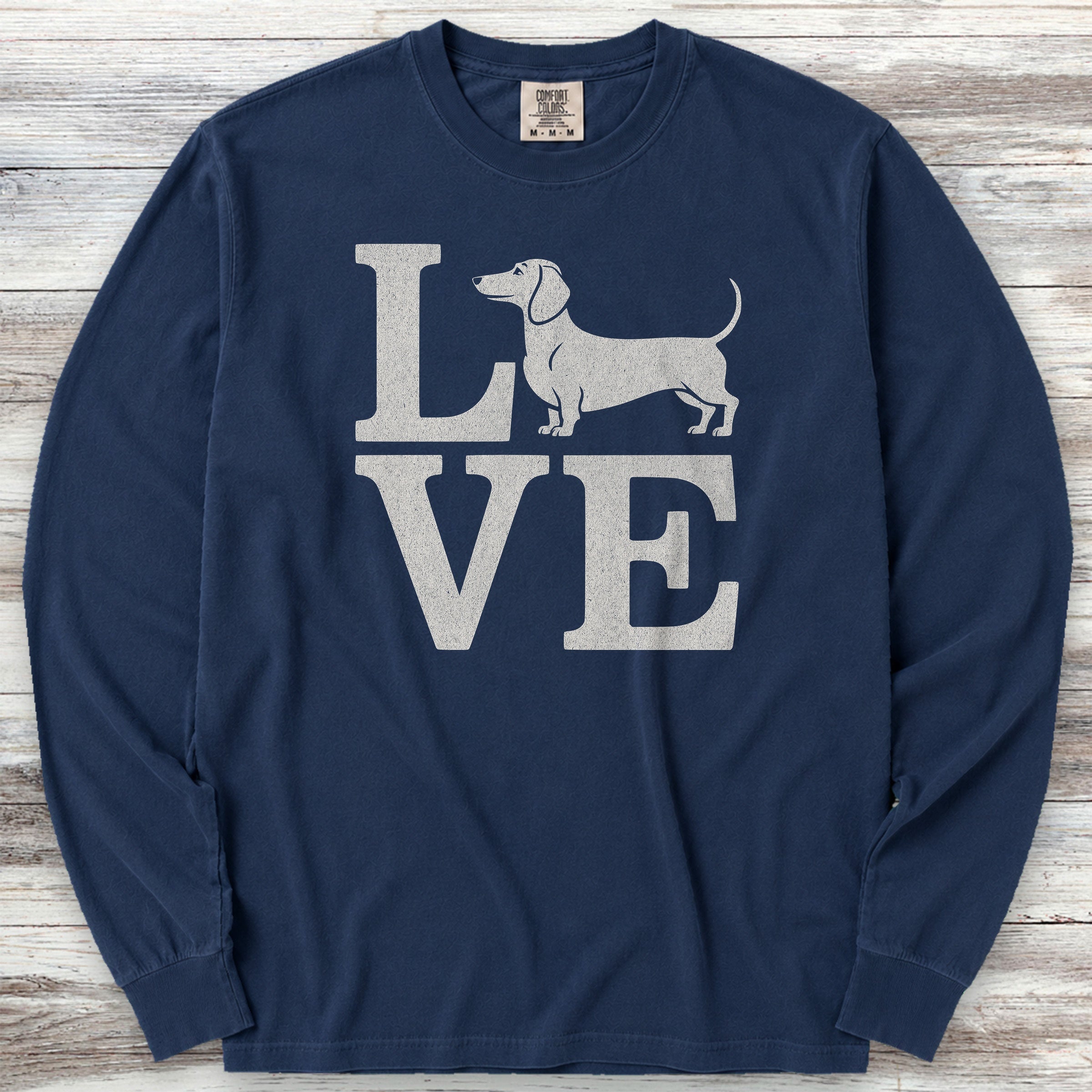 Dachshund Love Long Sleeve Tee - True Navy