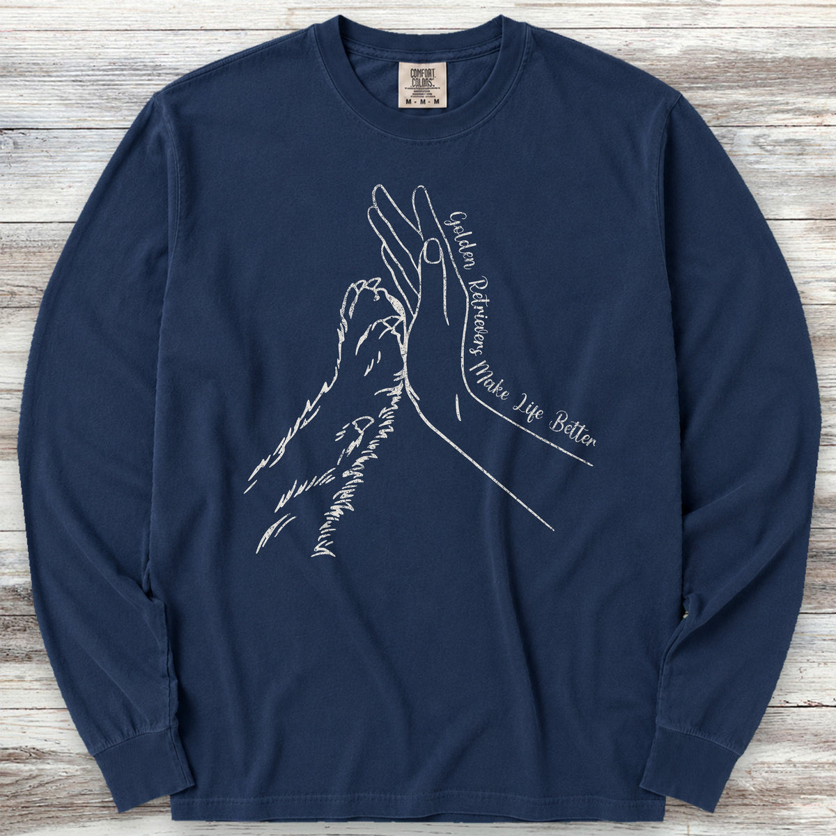 Golden Retriever Together Long Sleeve Tee - True Navy