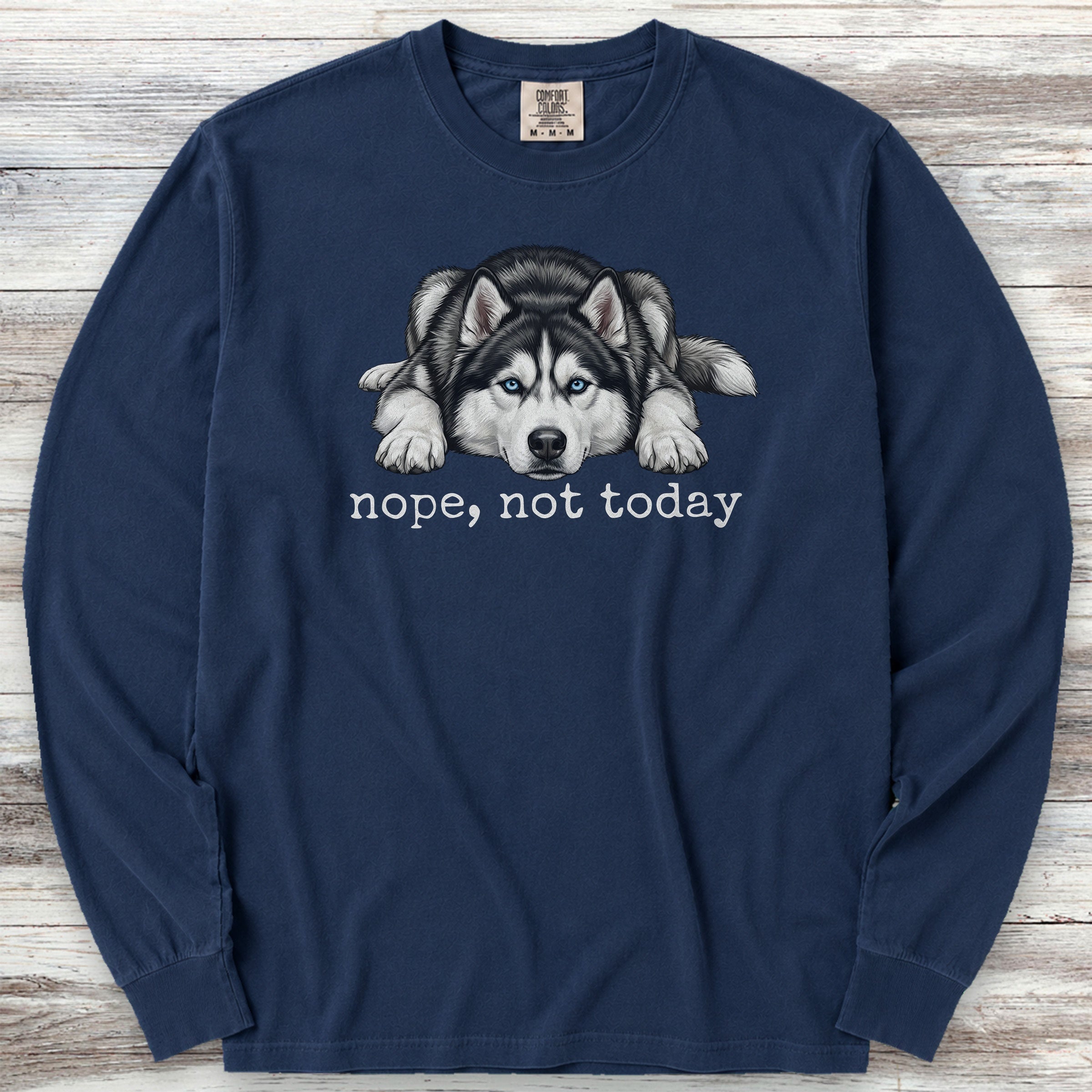 Husky Nope Long Sleeve Tee - True Navy
