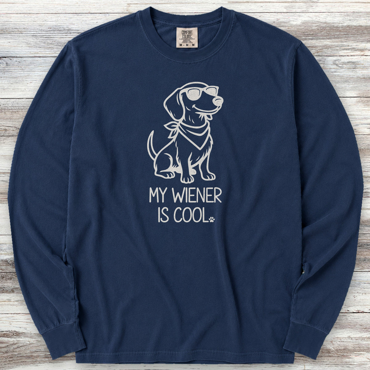 Dachshund Cool Wiener Long Sleeve Tee - True Navy