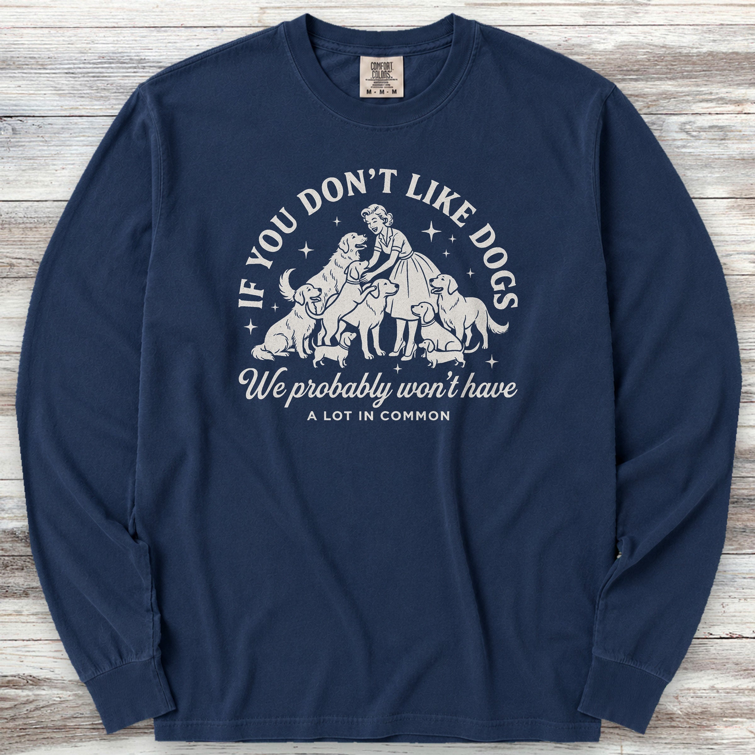 Must Like Dogs Long Sleeve Tee - True Navy