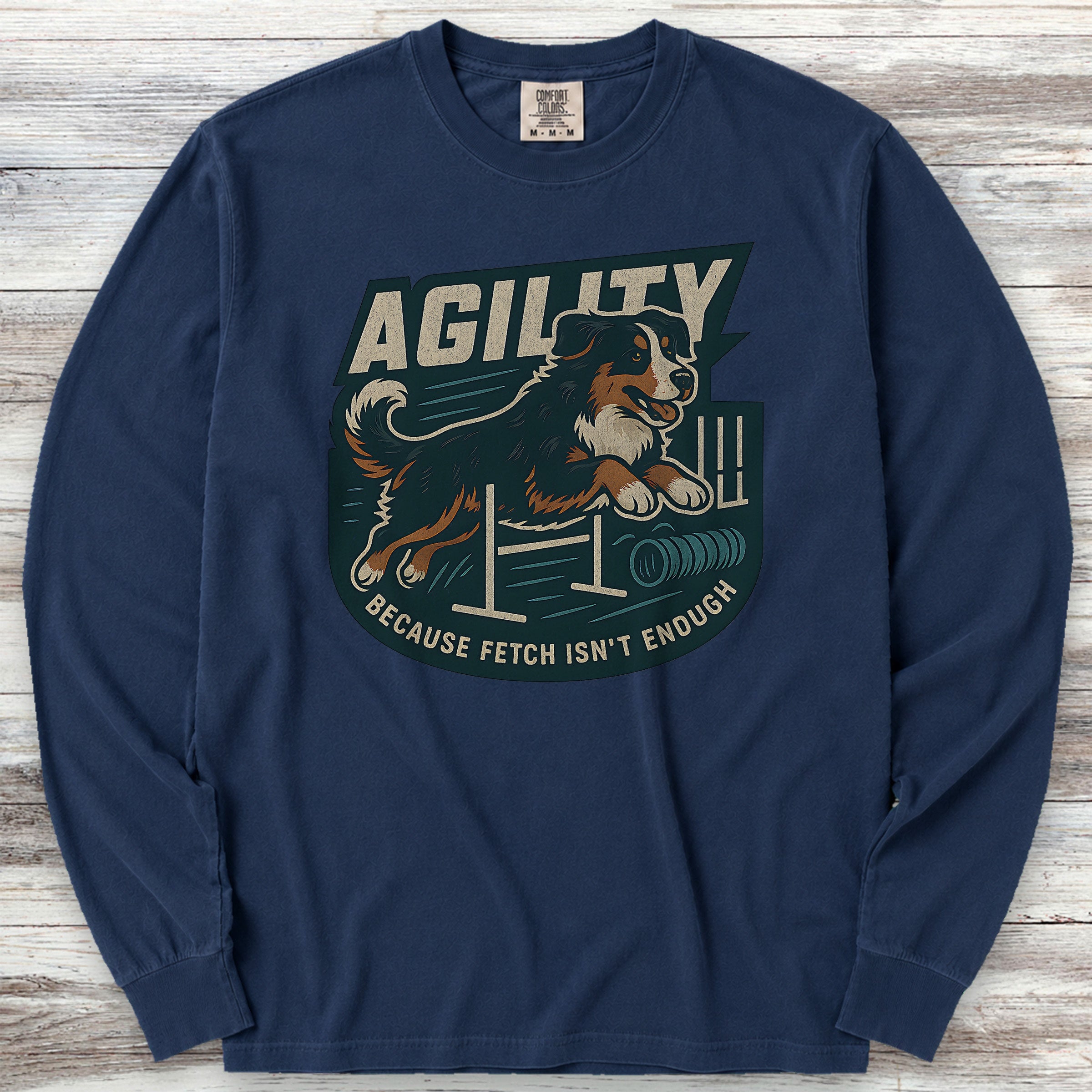 Bernese Mountain Dog Agility Long Sleeve Tee - True Navy