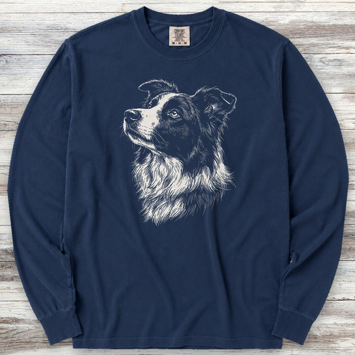 Border Collie Loyalty Long Sleeve Tee - True Navy