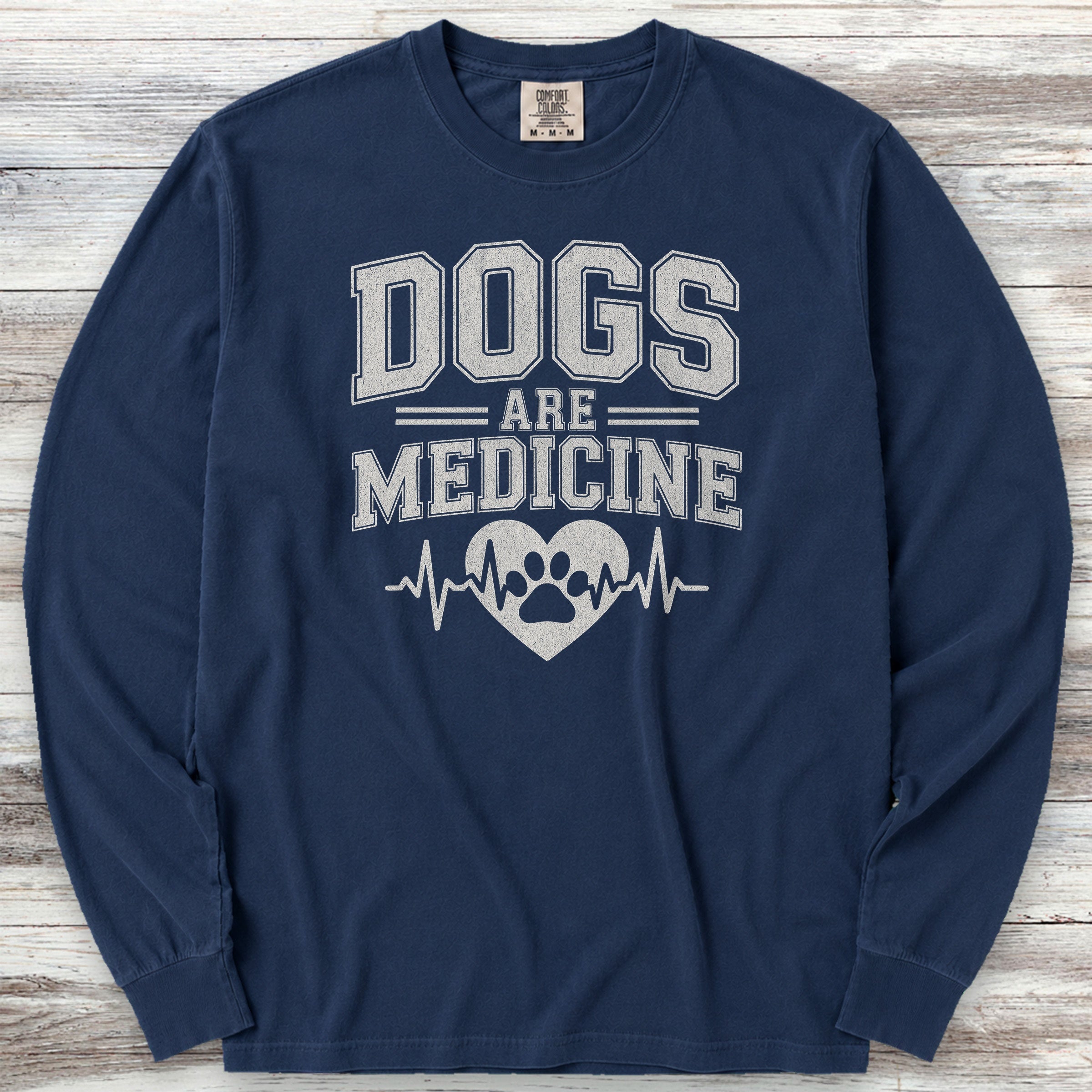 Dogs Are Medicine Long Sleeve Tee - True Navy