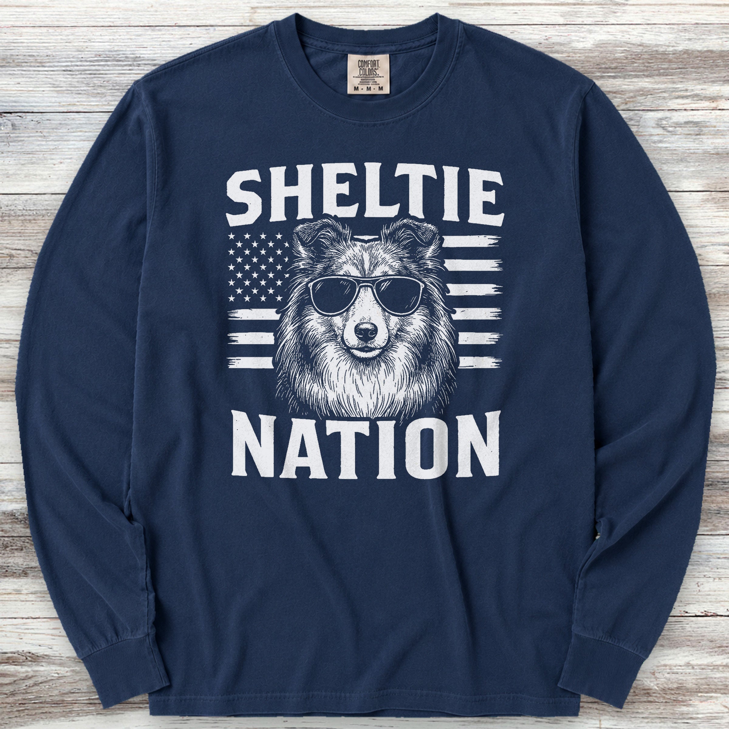 Shetland Sheepdog Nation Long Sleeve Tee - True Navy