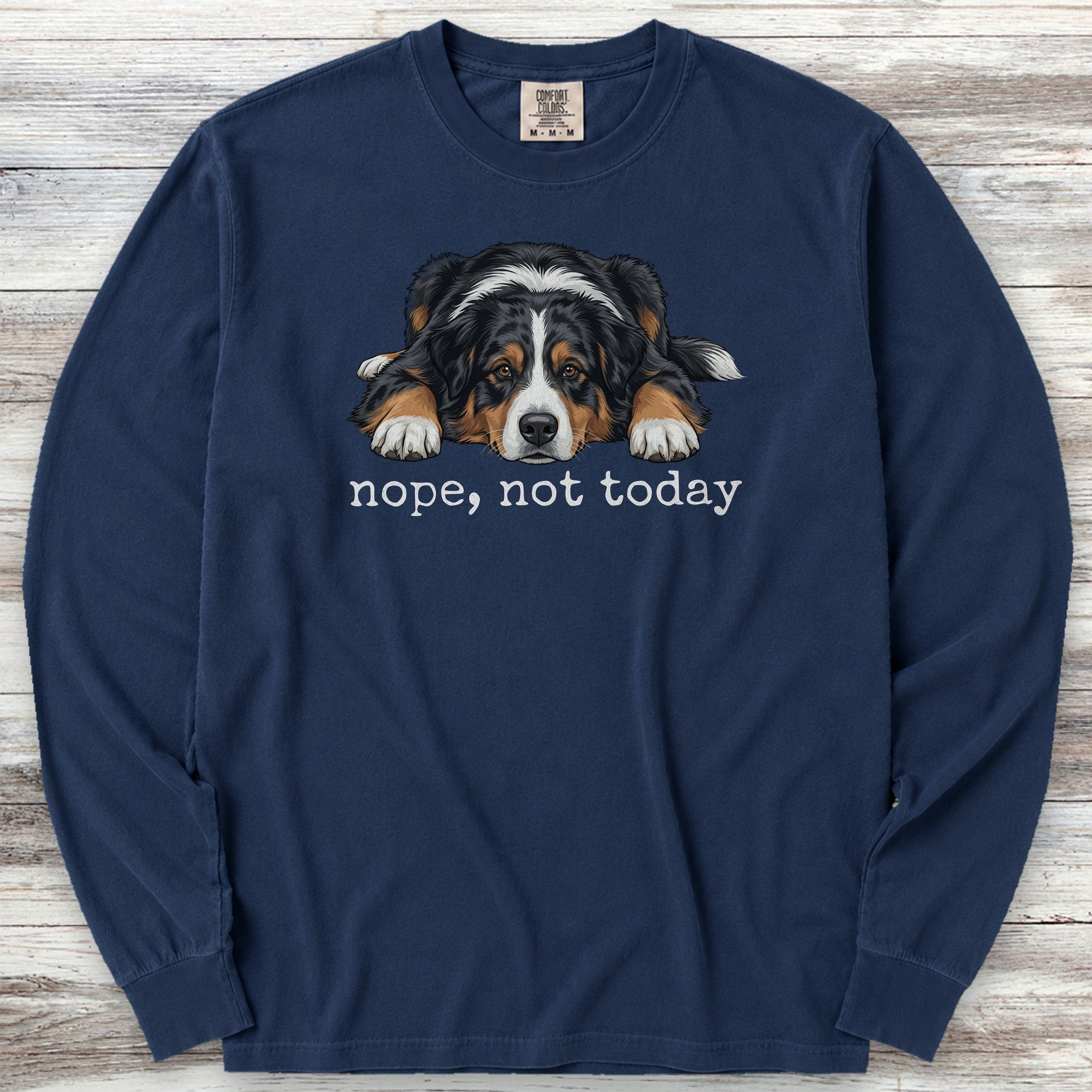 Australian Shepherd Tri Nope Long Sleeve Tee - True Navy