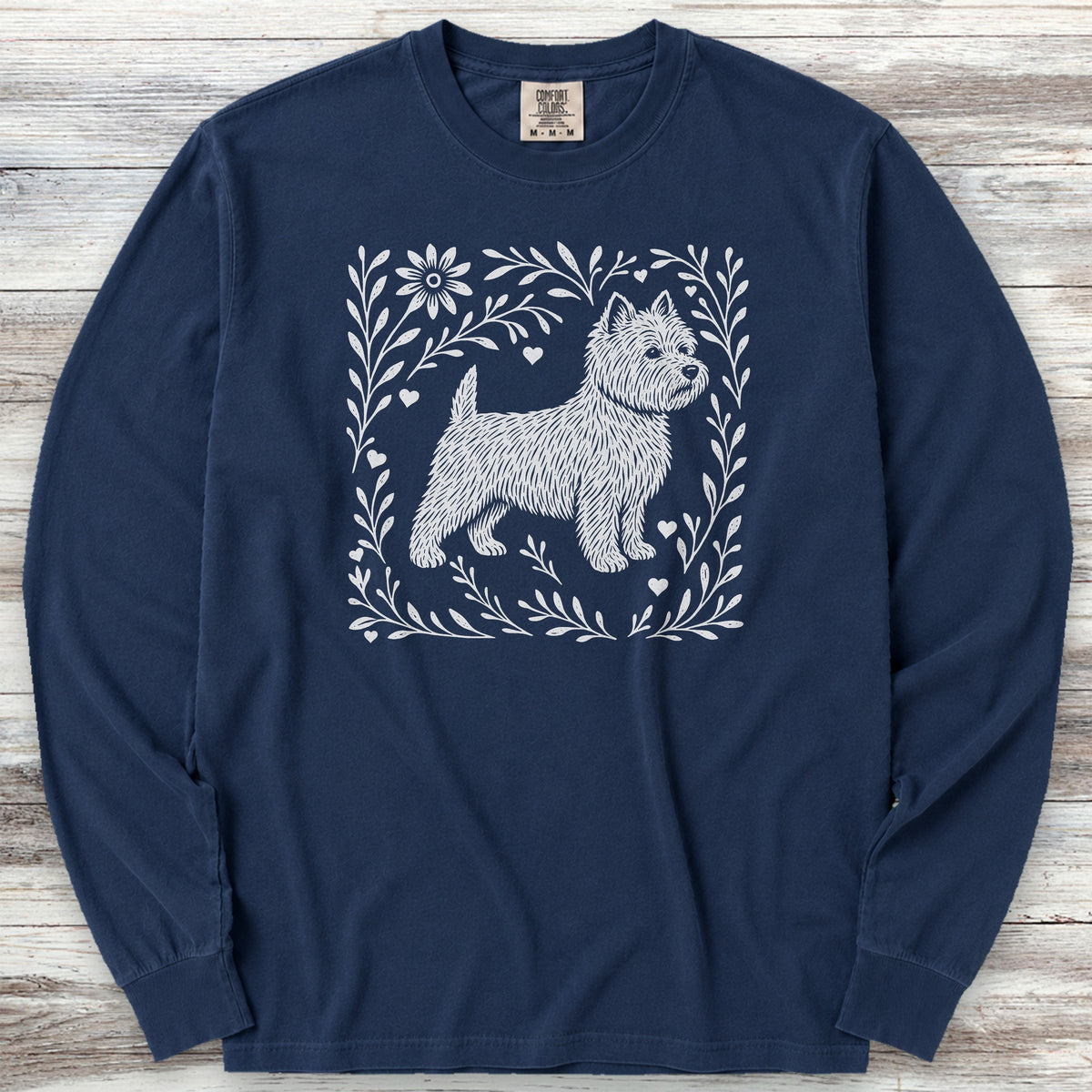 West Highland Linocut Long Sleeve Tee - True Navy