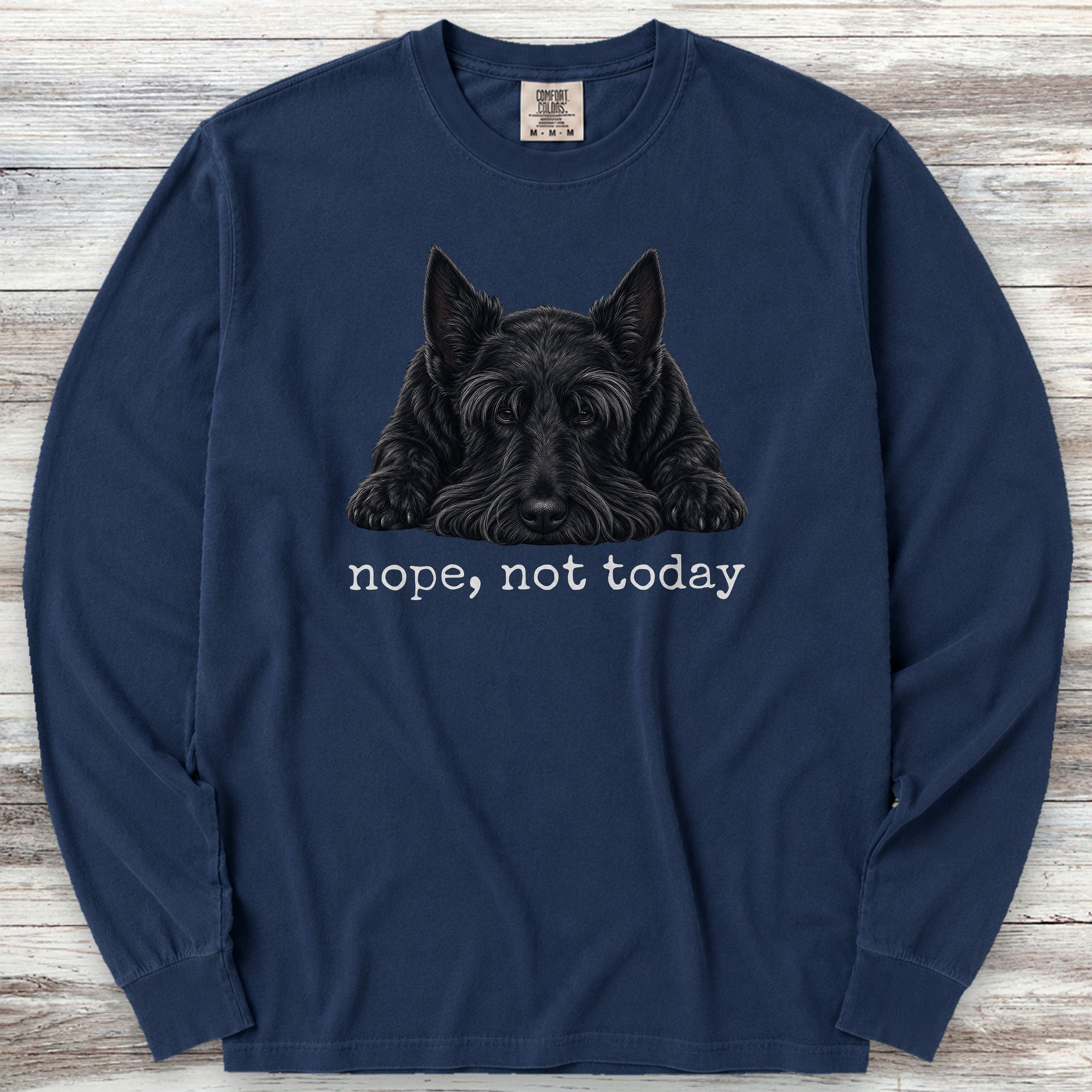 Scottish Terrier Nope Long Sleeve Tee - True Navy