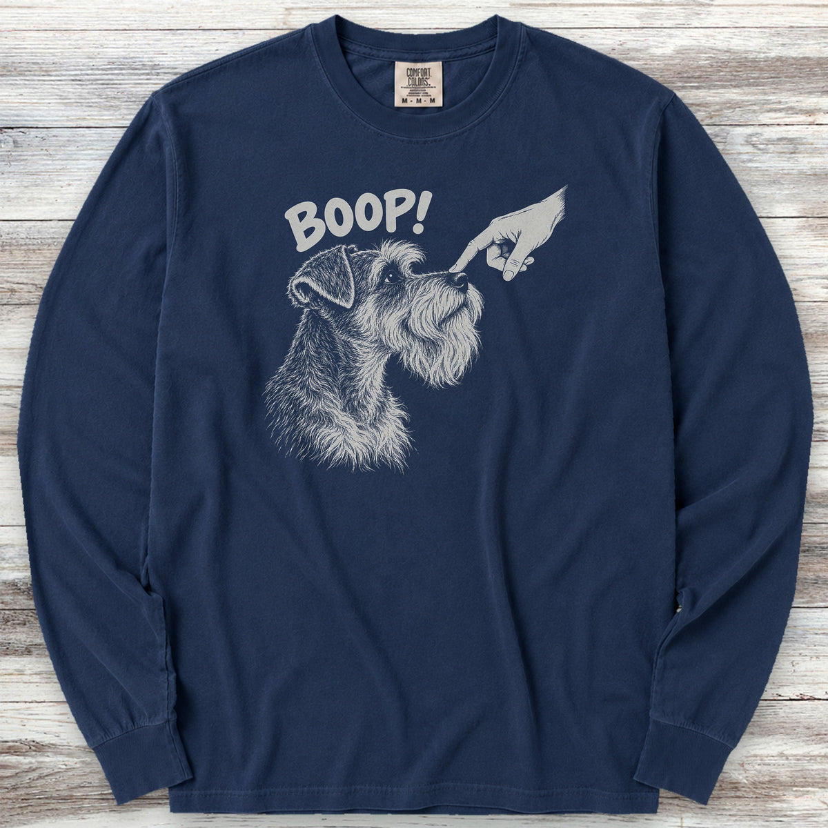 Schnauzer BOOP! Long Sleeve Tee - True Navy