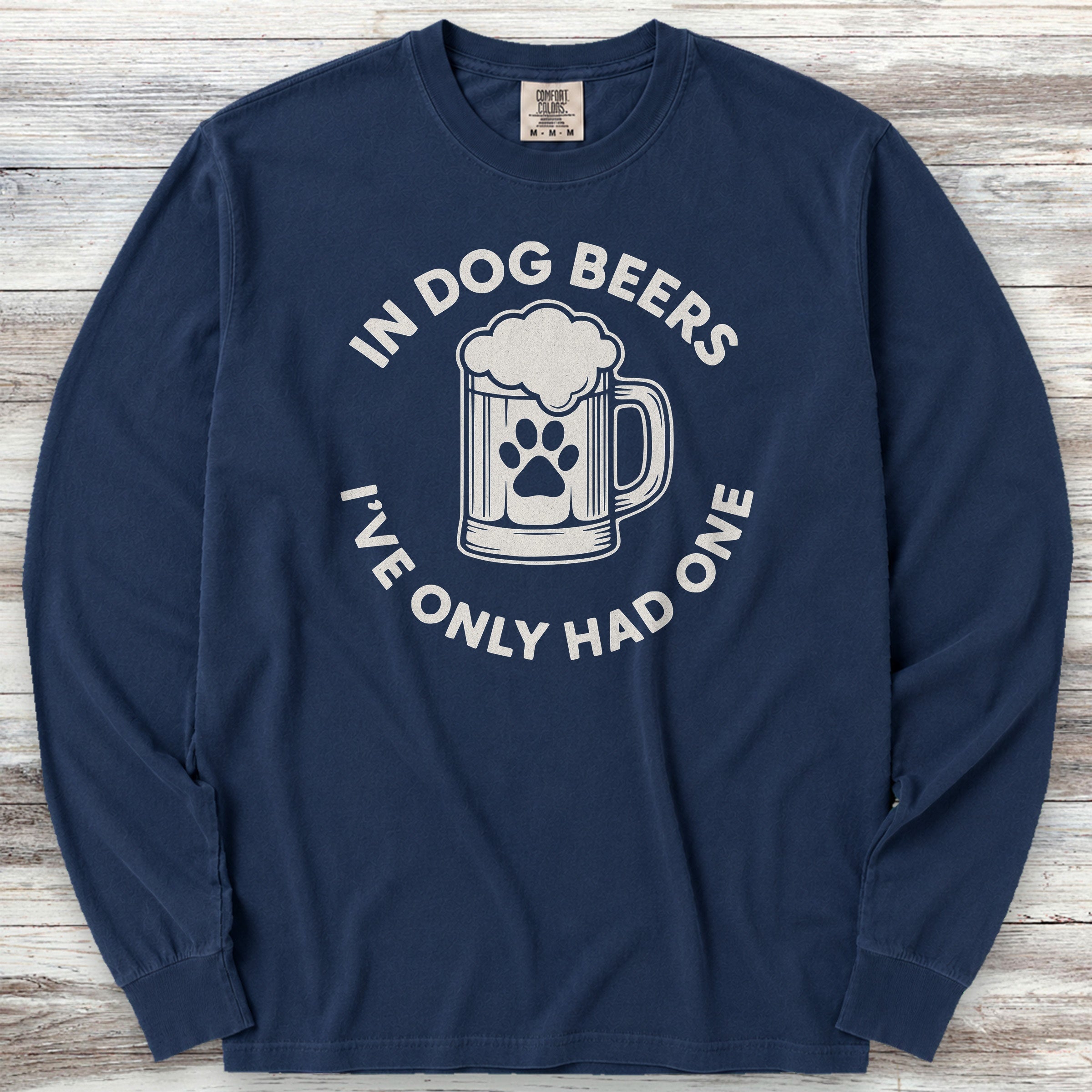 Dog Beers Long Sleeve Tee - True Navy