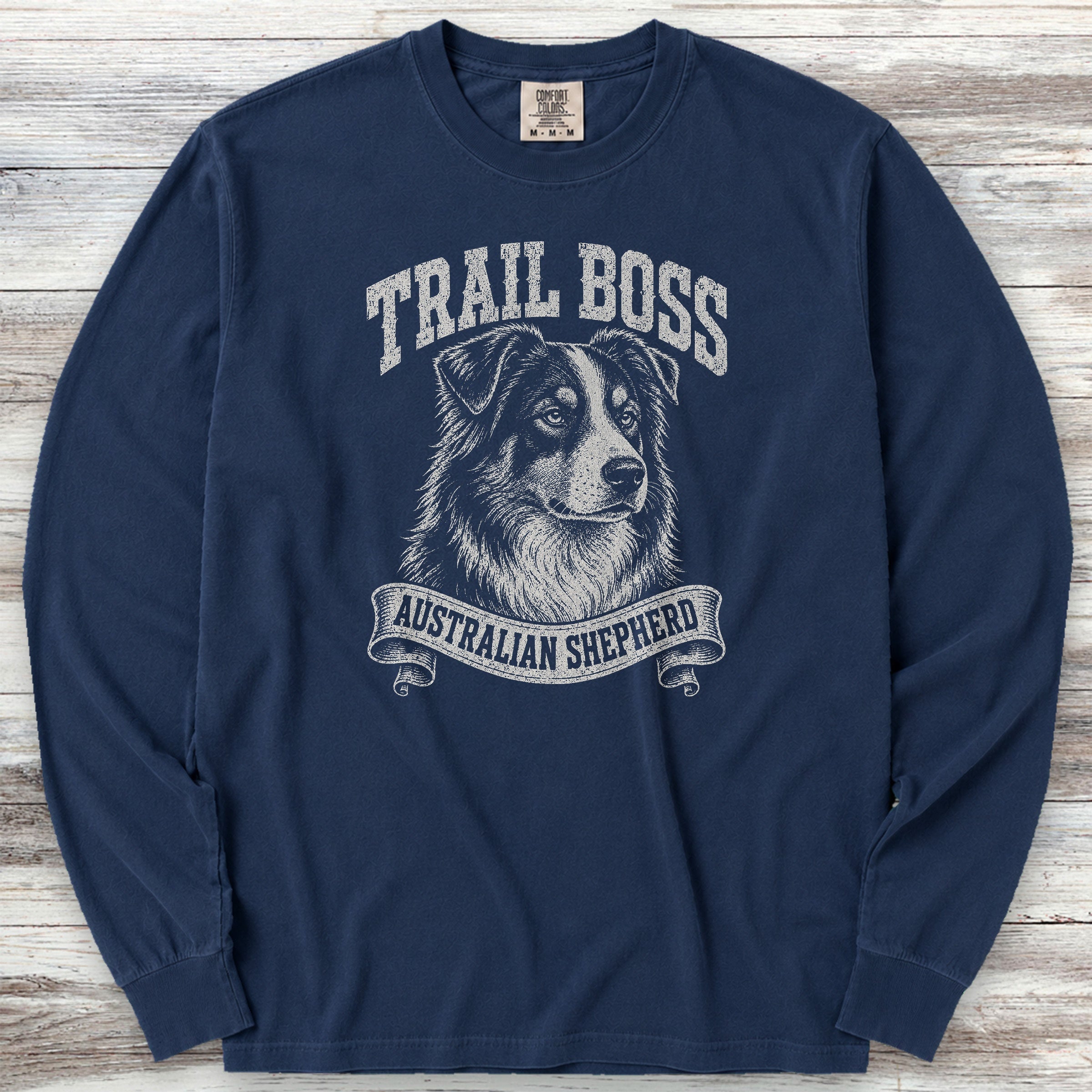 Australian Shepherd Trail Boss Long Sleeve Tee - True Navy