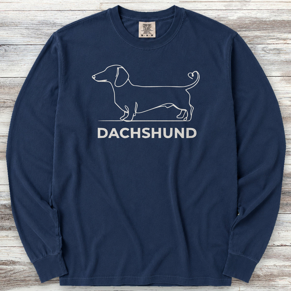Dachshund Minimalist Long Sleeve Tee - True Navy