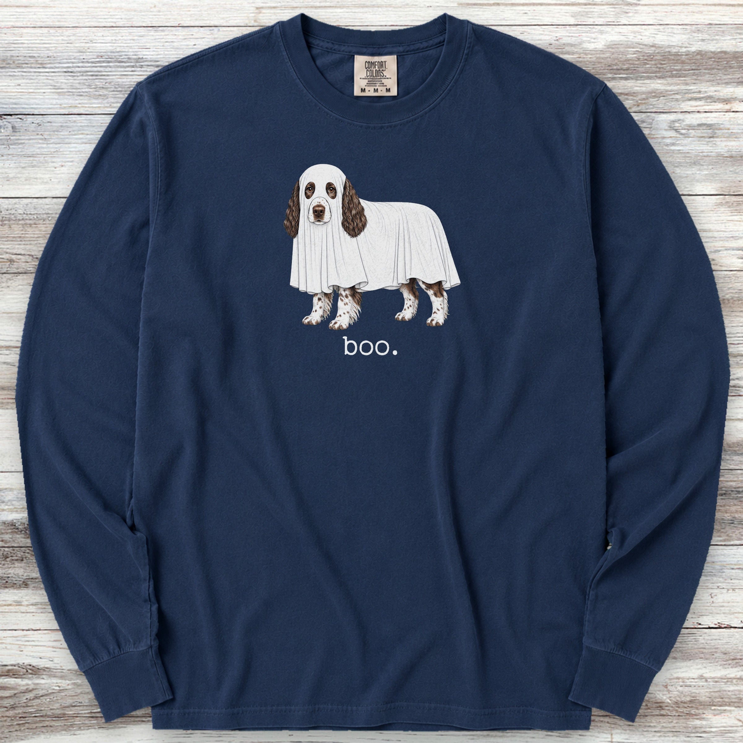 English Springer Spaniel Boo Long Sleeve Tee - True Navy