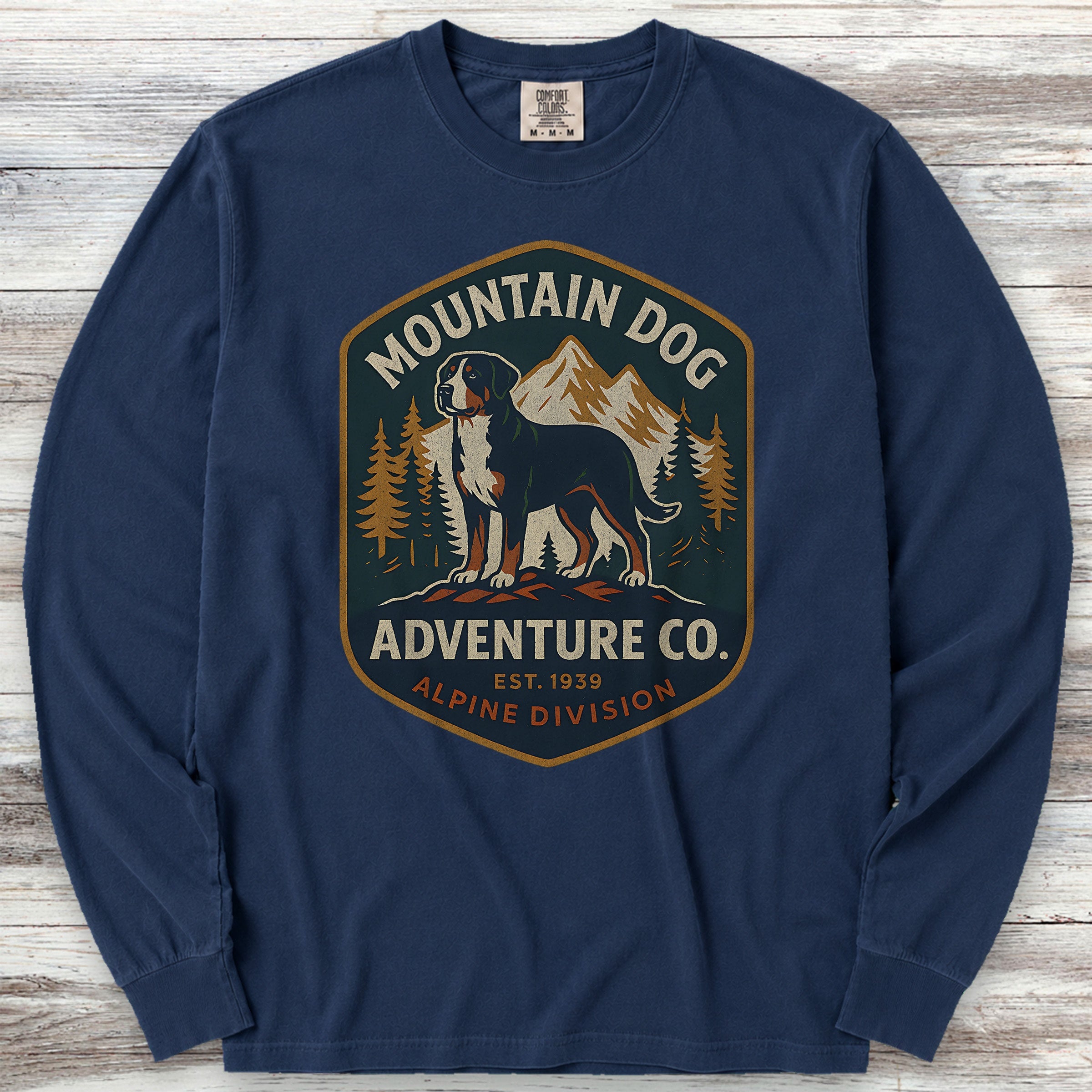 Swiss Mountain Dog Adventure Co Long Sleeve Tee - True Navy