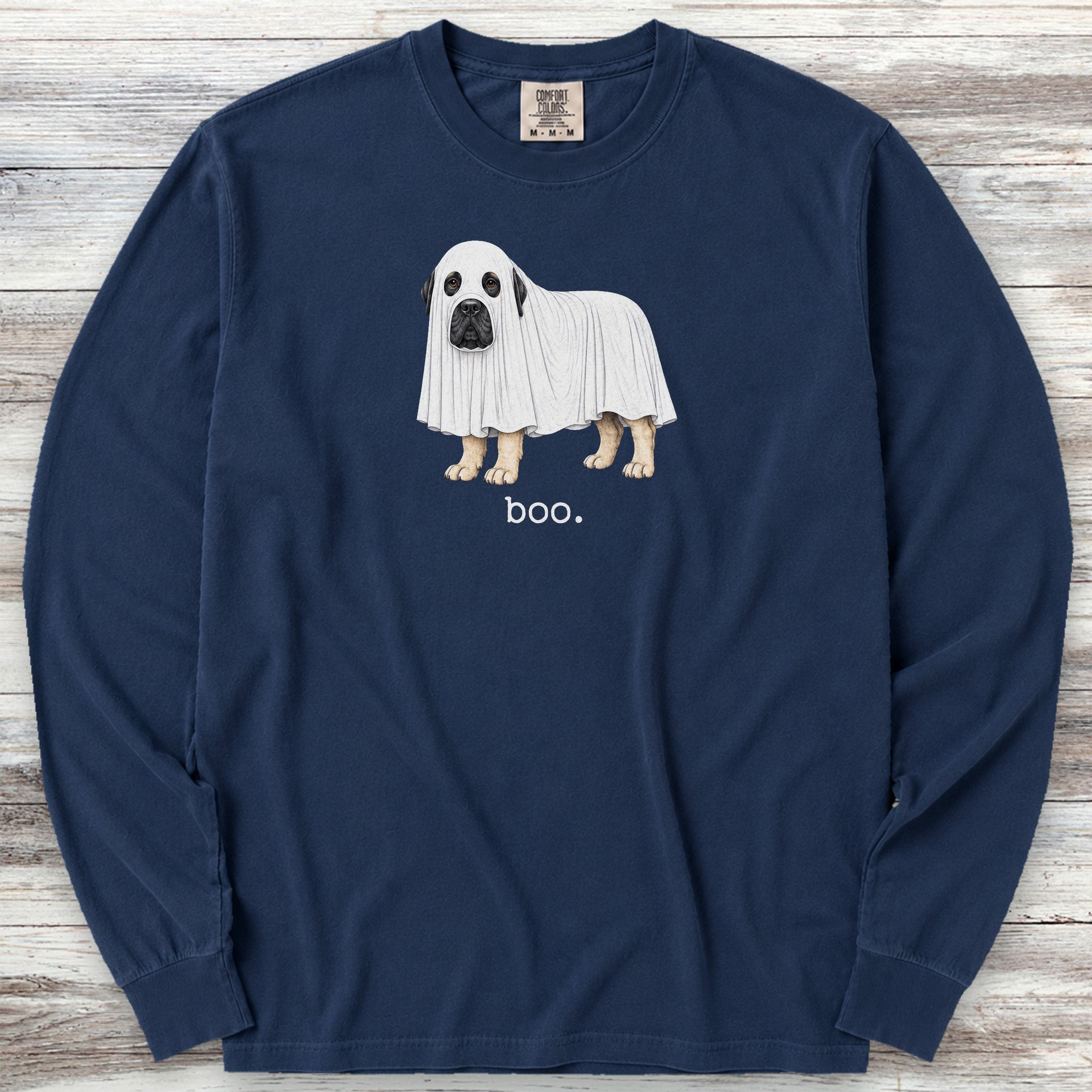 English Mastiff Boo Long Sleeve Tee - True Navy