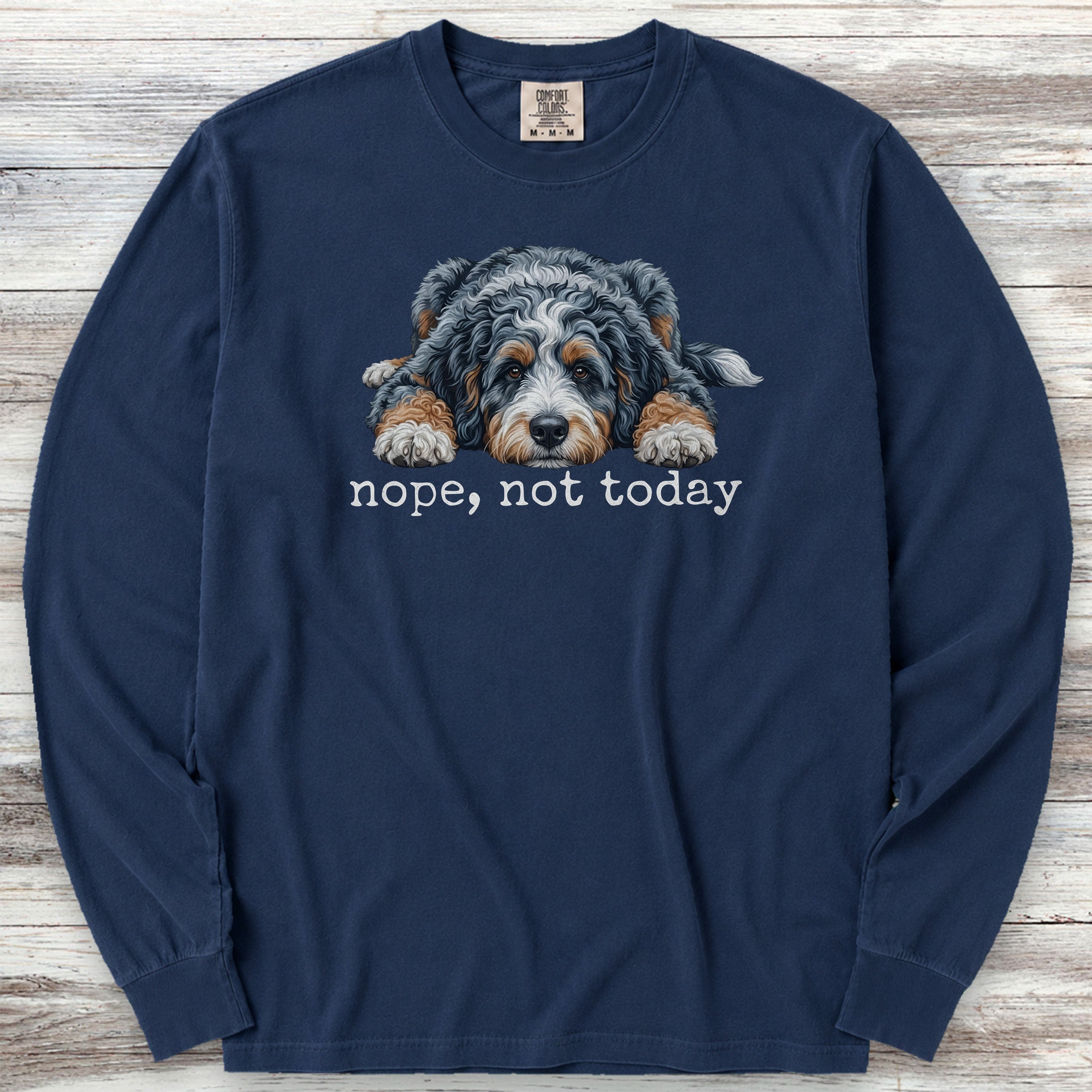 Aussiedoodle Nope Long Sleeve Tee - True Navy